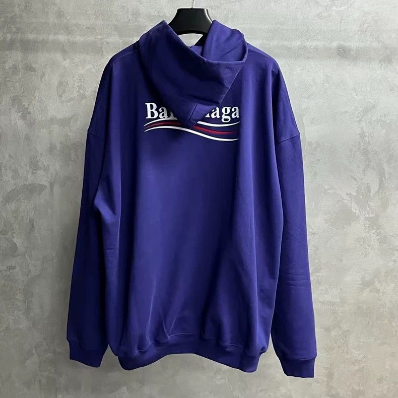 Balenciaga Balenciaga Blue Letter Embroidered Hooded Long Sleeve Swea Size US S / EU 44-46 / 1 - 2 Thumbnail