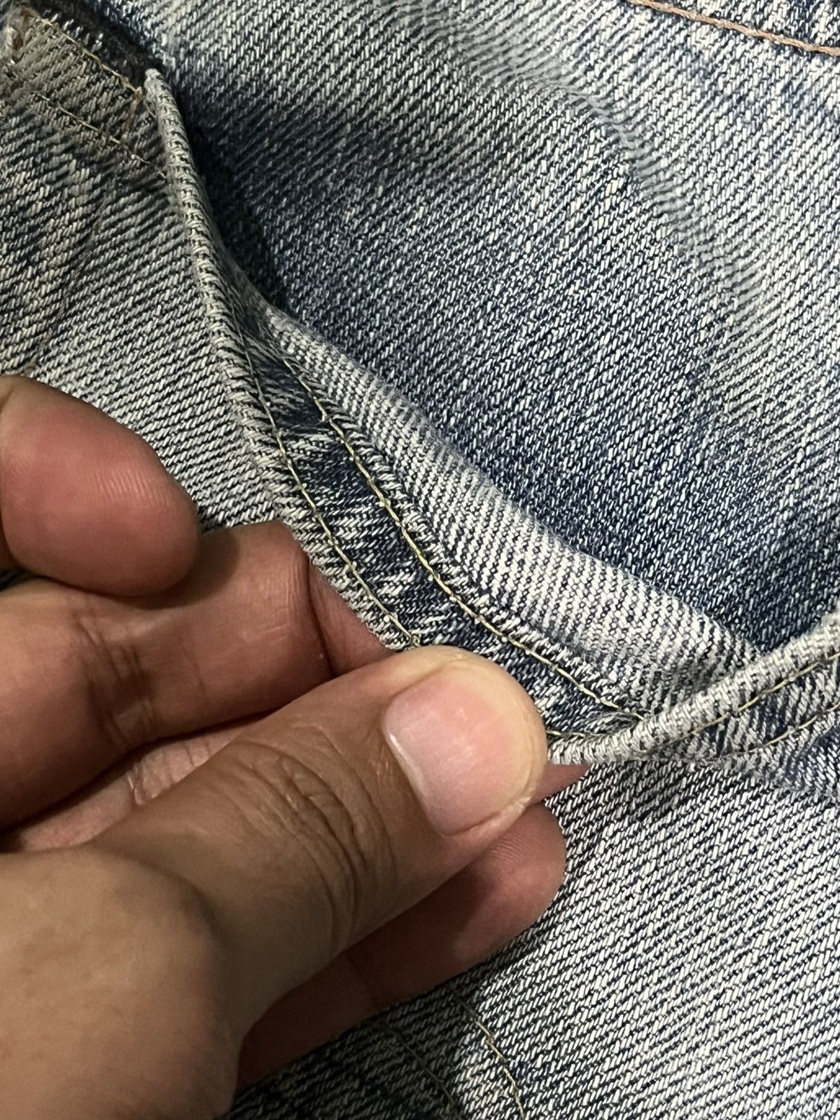 Edwin × Vintage Vintage Edwin 505X Blue Washed Distressed Selvedge Jeans Size US 29 - 11 Thumbnail
