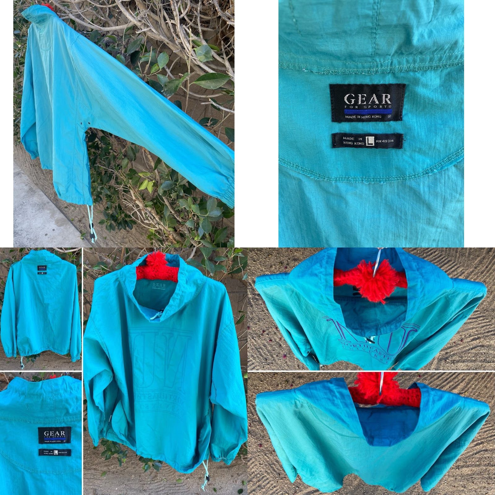 Vintage VINTAGE Northeastern University NU Pullover Windbreaker Jacket Gear For Sports L Green Logo 90s Mens Jacket Size US L / EU 52-54 / 3 - 8 Thumbnail