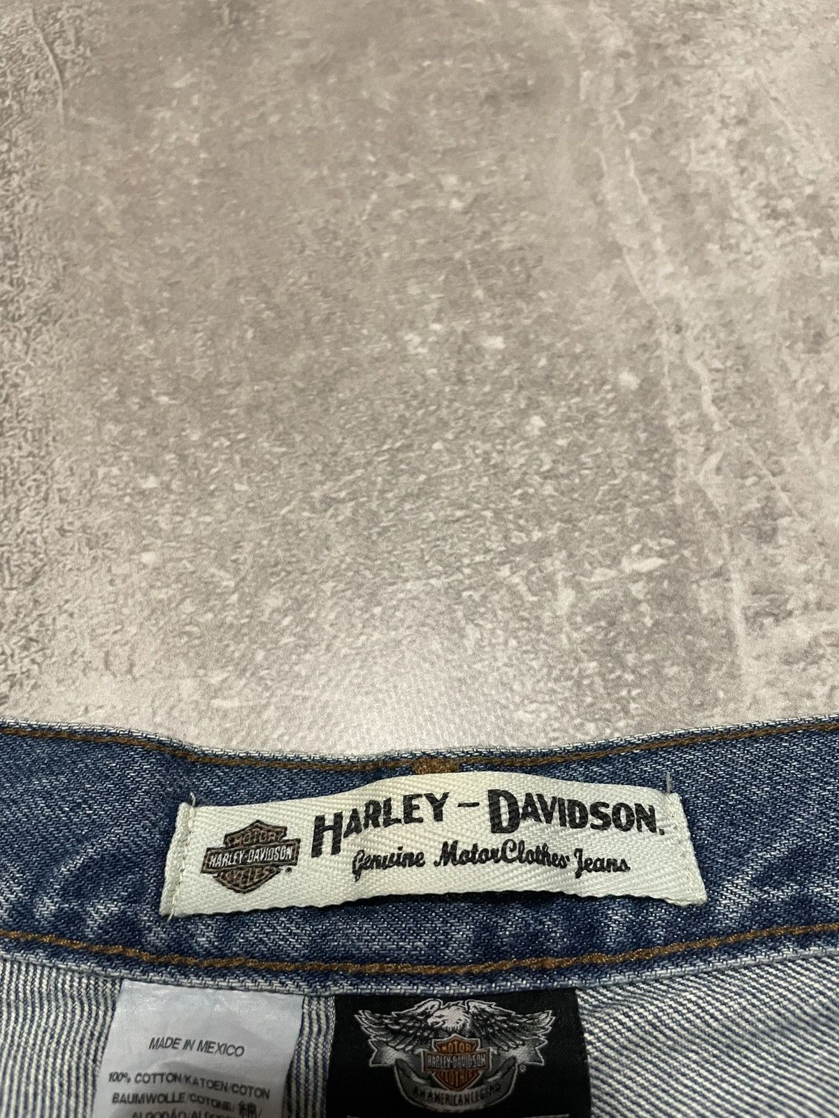 Harley Davidson × Vintage Vintage Harley Davidson Buggy Blue Denim Jeans Y2K 34/30 Size US 34 / EU 50 - 11 Thumbnail