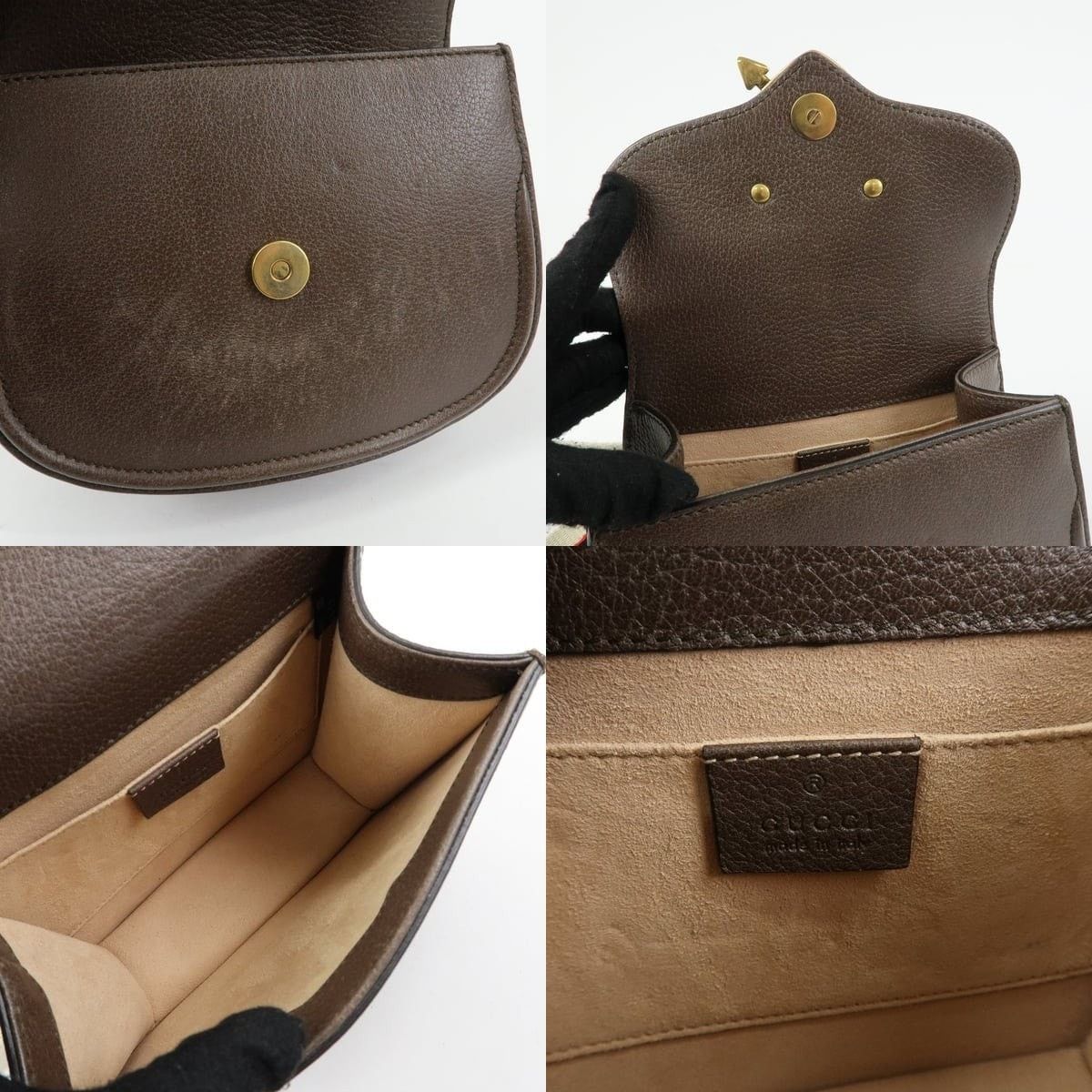 Gucci Gucci Totem Crystal Heart Leather Shoulder Bag Brown Size ONE SIZE - 7 Thumbnail