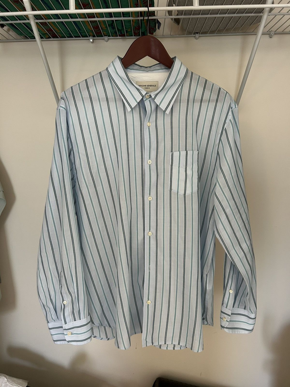 Officine Generale Benoit Stripe Shirt Size US L / EU 52-54 / 3 - 1 Thumbnail