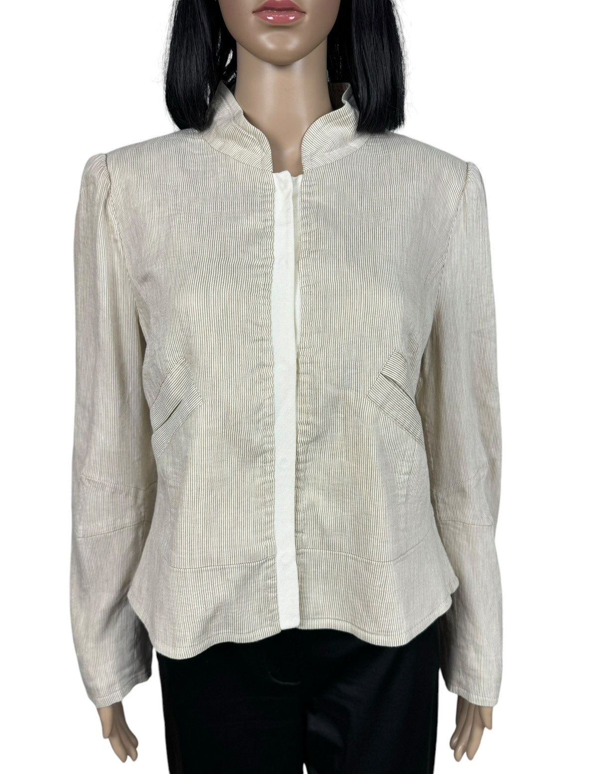Armani Collezioni Armani Collezioni Striped Linen Jacket size 48 Size XL / US 12-14 / IT 48-50 - 2 Thumbnail