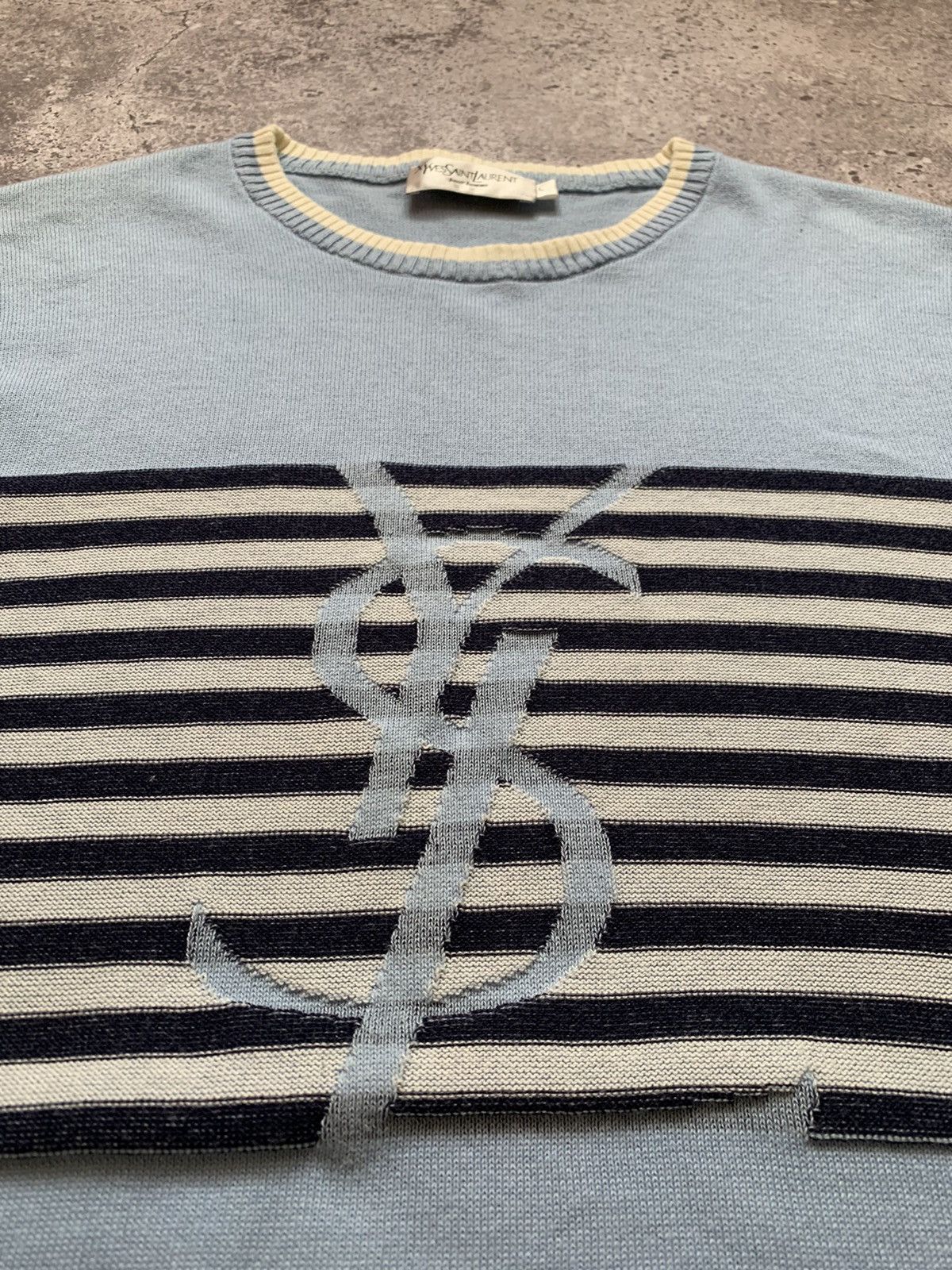 Vintage × Yves Saint Laurent Yves Saint Lauren Knit Sweater Big Logo Baggy Long Sleeve Size US L / EU 52-54 / 3 - 2 Thumbnail