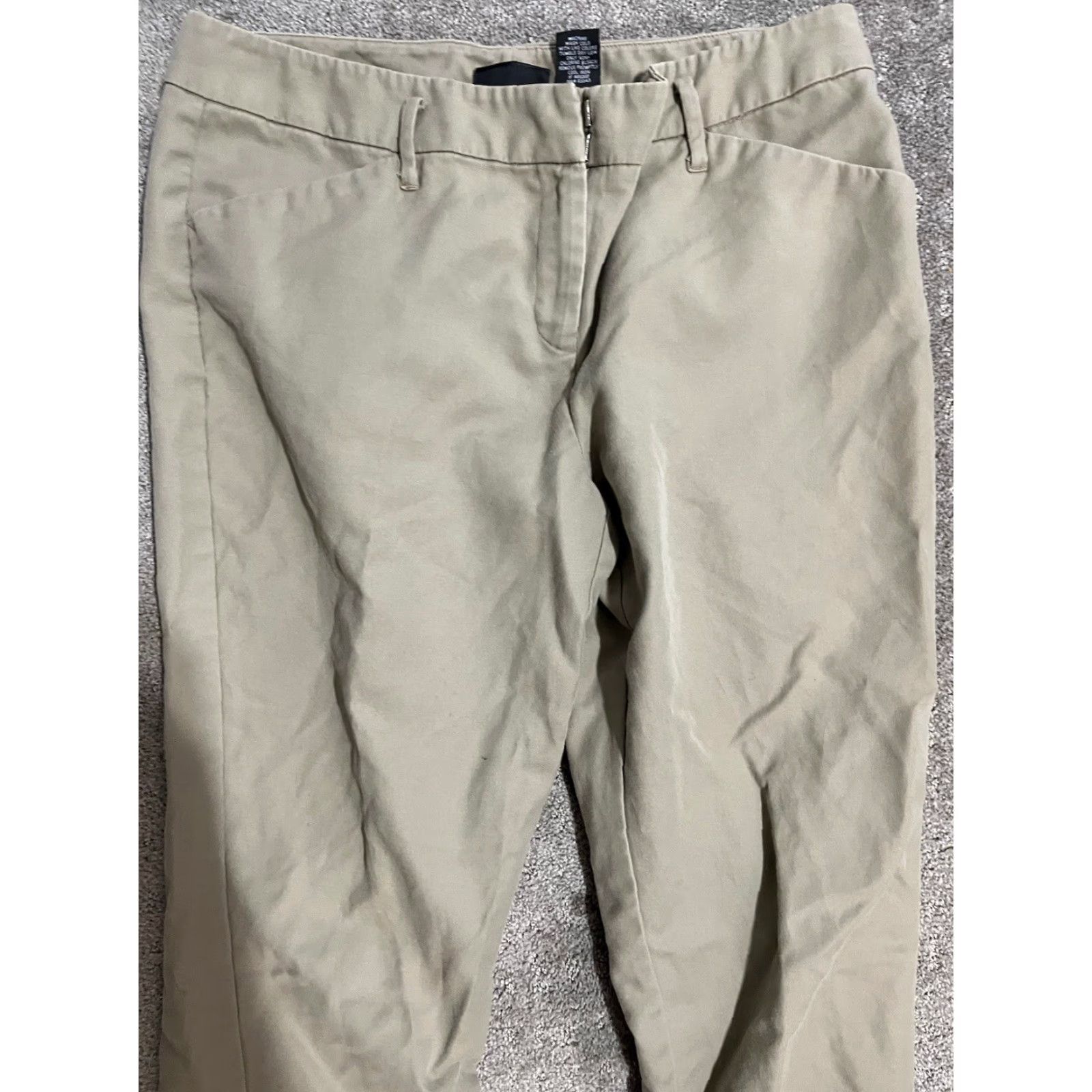 Vintage New York & Company Cropped Chino Pants Women's 10 Beige Stretch Mid-Rise Casual Size 32" / US 10 / IT 46 - 2 Thumbnail