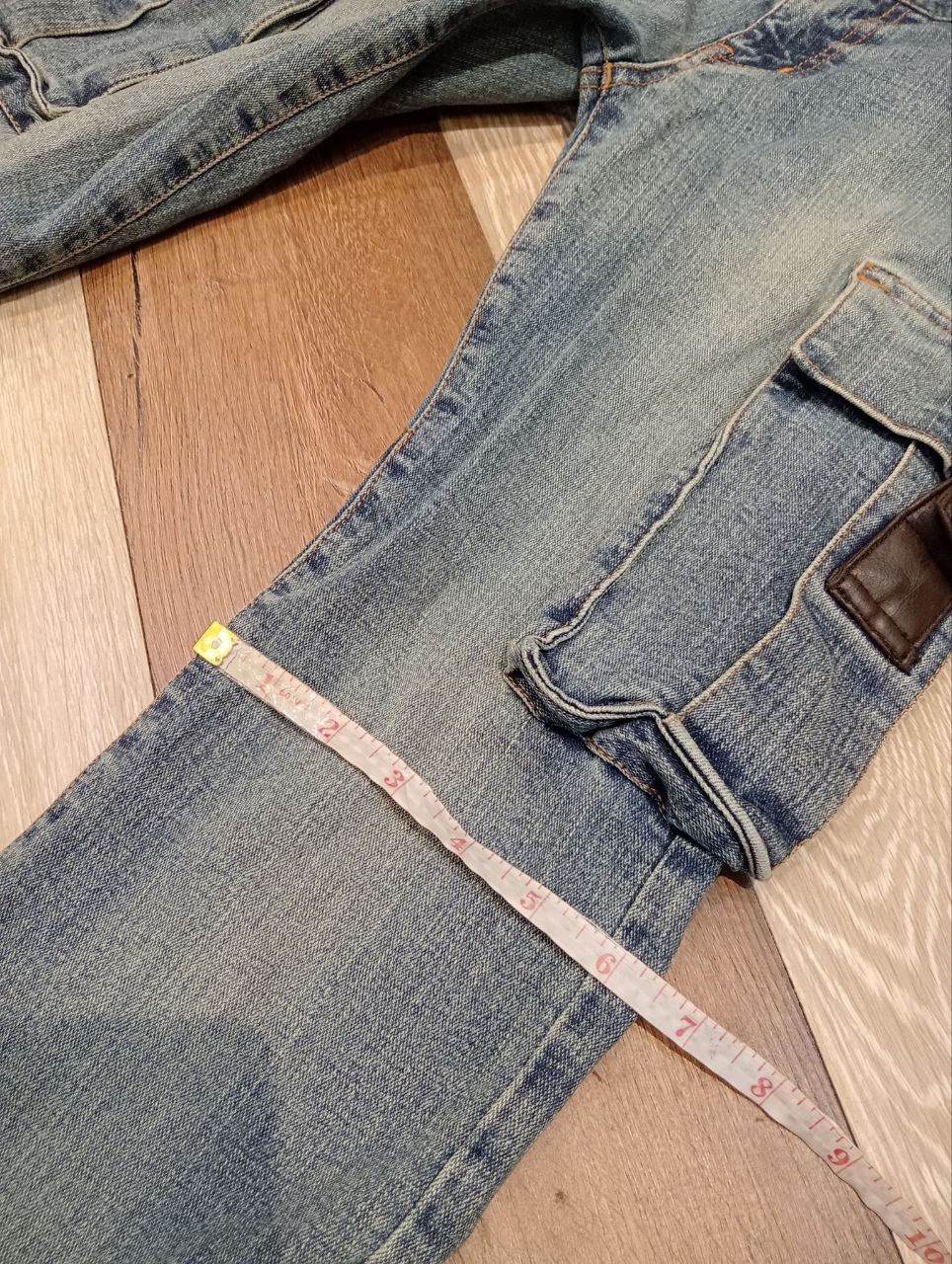 If Six Was Nine TEA FOR TWO JAPAN FLARED STRETCH CARGO ANKLE ZIP JEANS Size US 31 - 18 Thumbnail