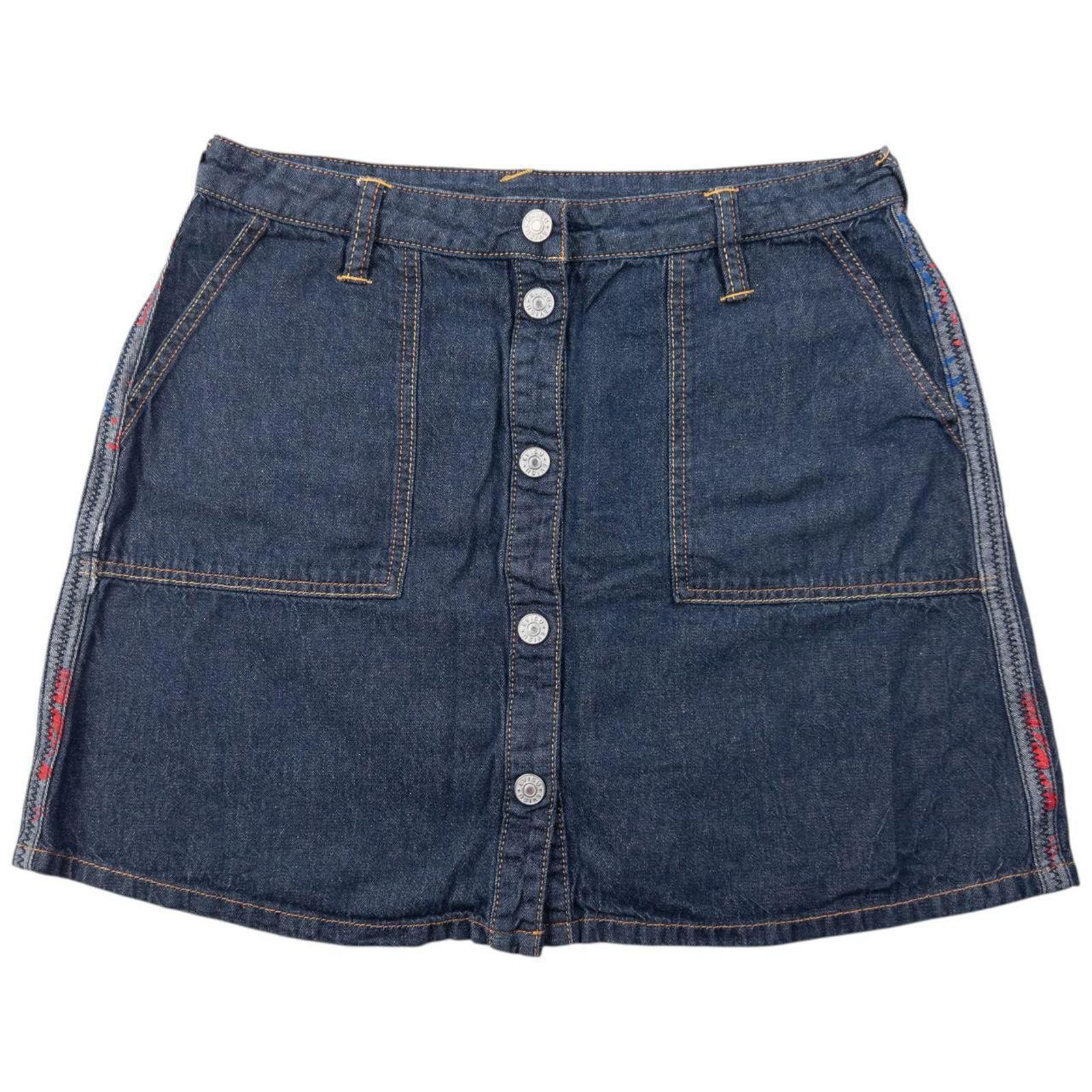 Vintage 2000s Evisu Double Gull Reversible Denim Mini Skirt