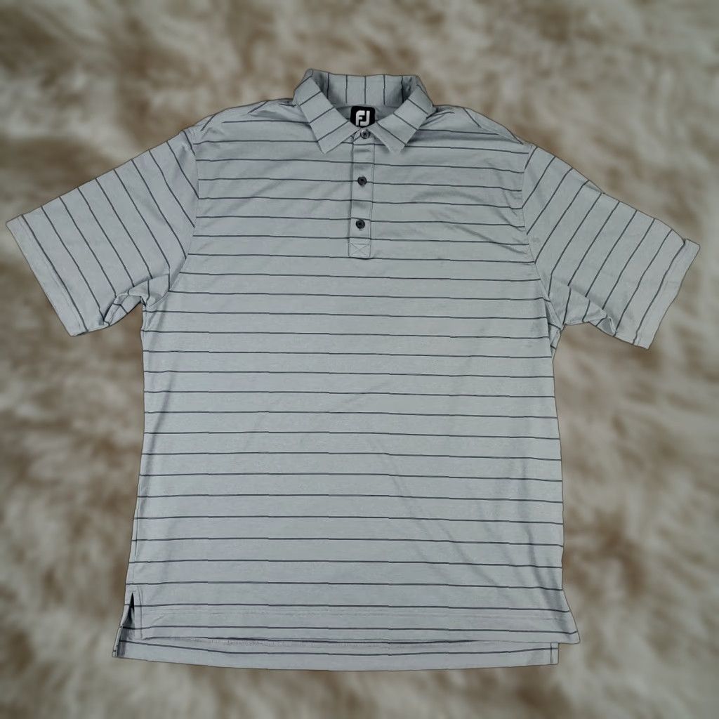 Footjoy FJ Polo Shirt Mens XL Gray Striped Short Sleeve Polo Shirt Men's Gray Striped Short Sleeve FJ Polo Size US XL / EU 56 / 4 - 1 Thumbnail