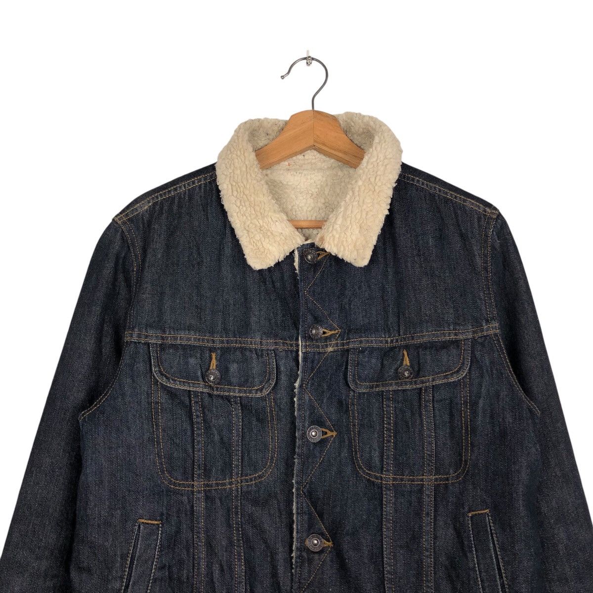 Japanese Brand 📌Vintage Trucker Denim Jacket Gu Japan Sherpa Shearling Size US M / EU 48-50 / 2 - 4 Thumbnail