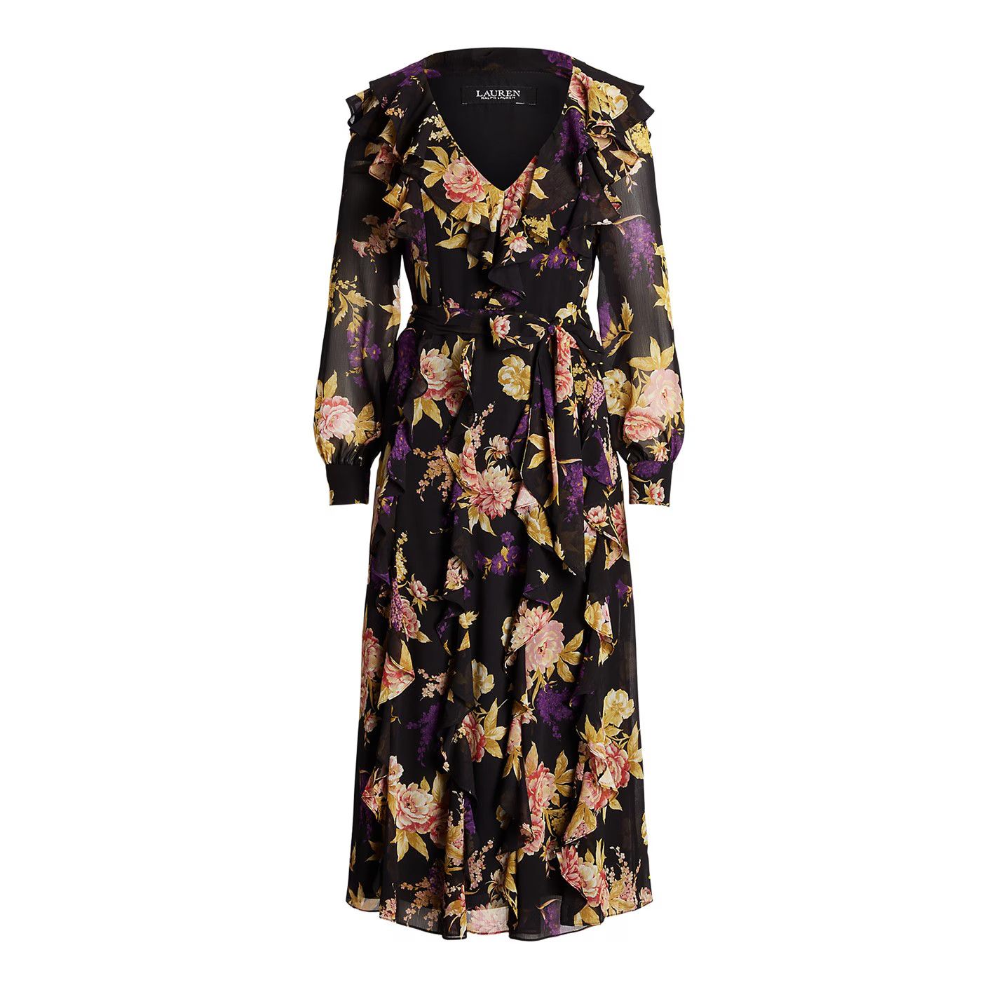 Polo Ralph Lauren o1g2r1mq0825 Floral Ruffle-Trim Georgette Dress Multicolor Size XS / US 0-2 / IT 36-38 - 1 Thumbnail