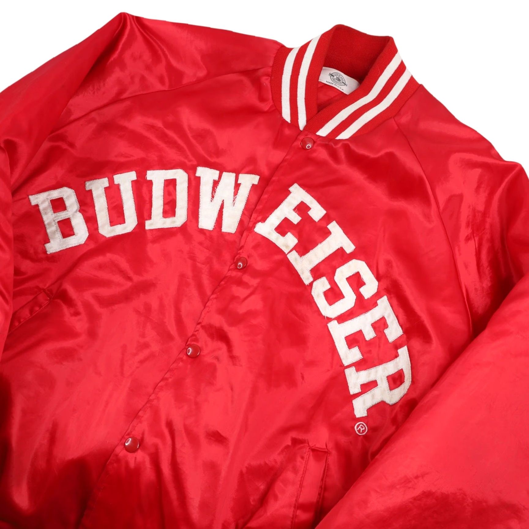 Budweiser VINTAGE Budweiser Beer Spellout Satin Jacket Red 2XL Mens XX L (27"x29") Size US XXL / EU 58 / 5 - 2 Thumbnail
