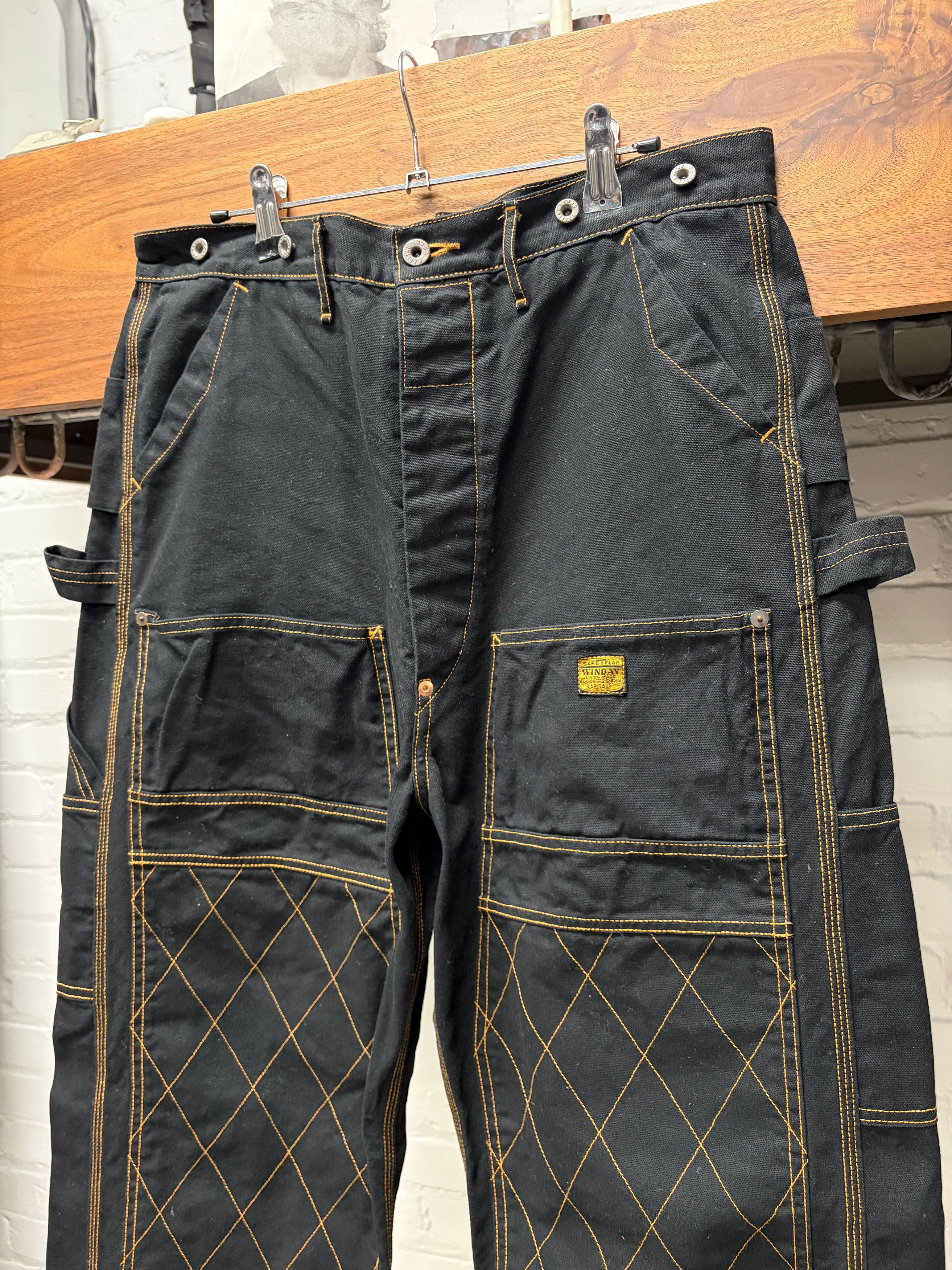 Kapital Kapital Light Canvas ‘Lumbar’ Black Double Knee Carpenter Pants Size US 32 / EU 48 - 2 Thumbnail