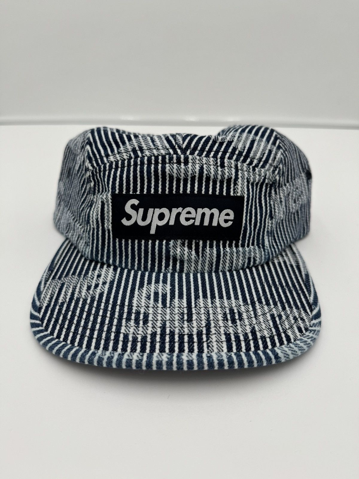 Supreme Flocked Denim Camp Cap 