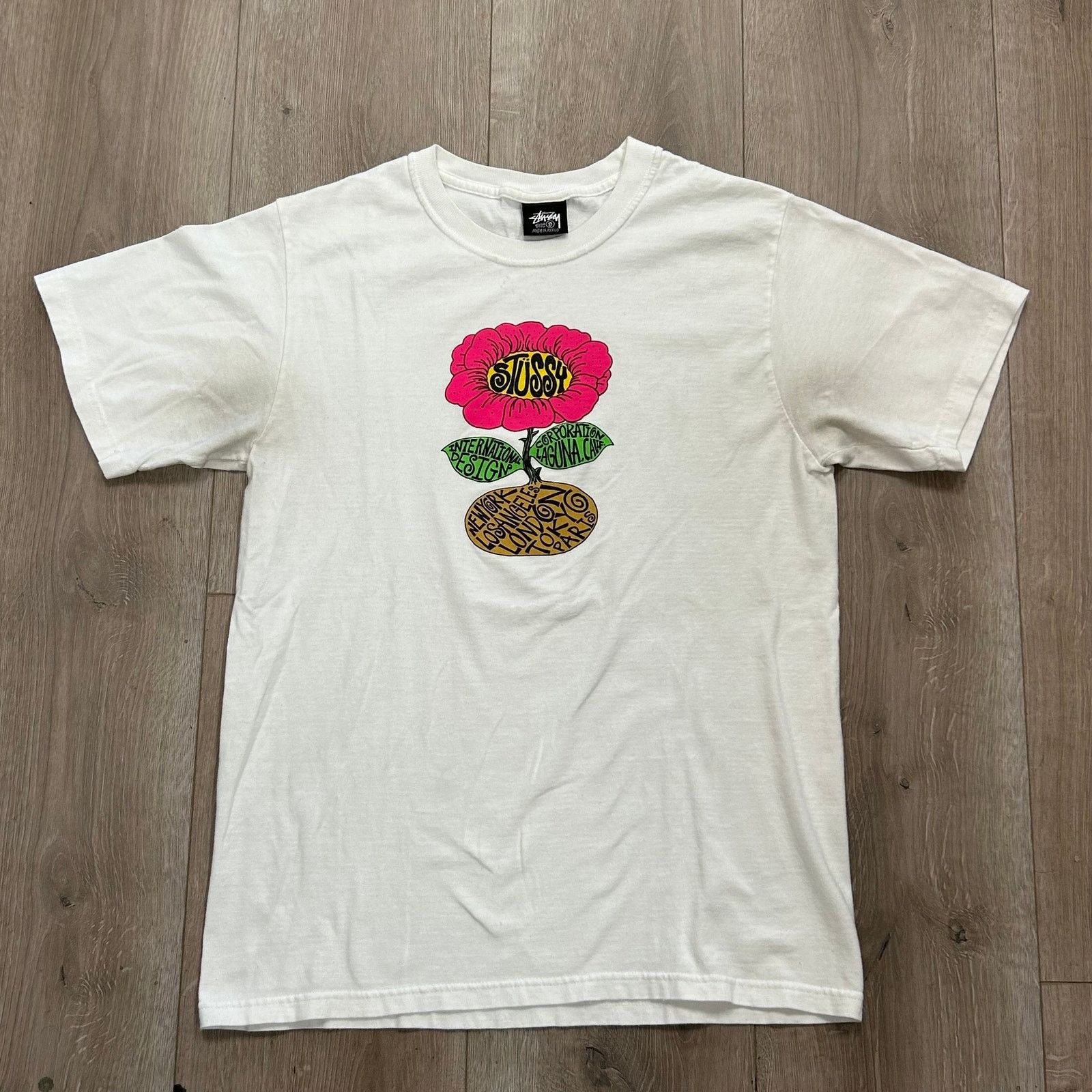 Stussy Stussy Sunflower Tee T shirt White Pink Size Small S B2 Size US S / EU 44-46 / 1 - 1 Thumbnail