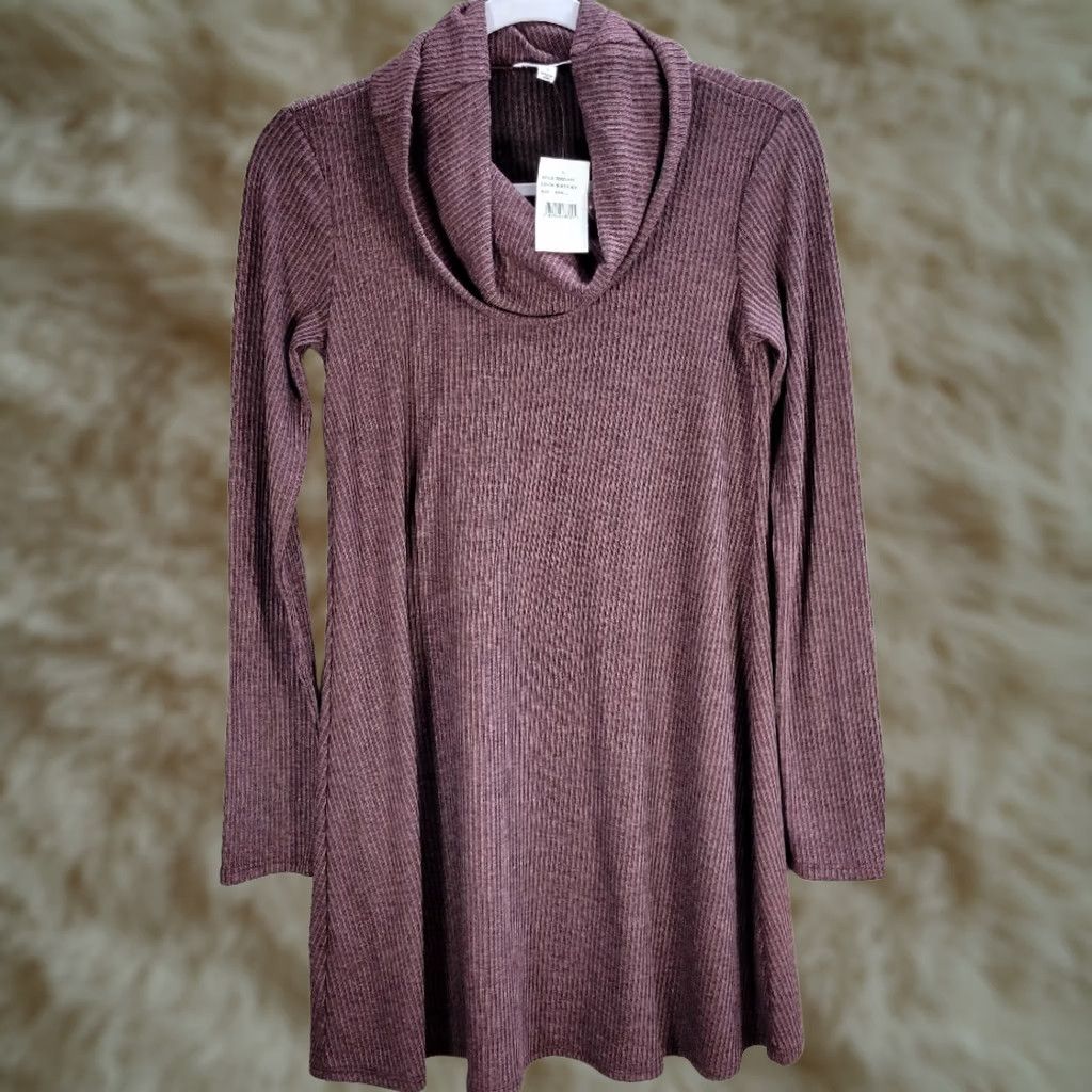 Vintage SOCIALITE Shirt Dress Burgundy Cowl Neck Mini Shift Long Sleeve NWT Sz S Womens Size S / US 4 / IT 40 - 1 Thumbnail