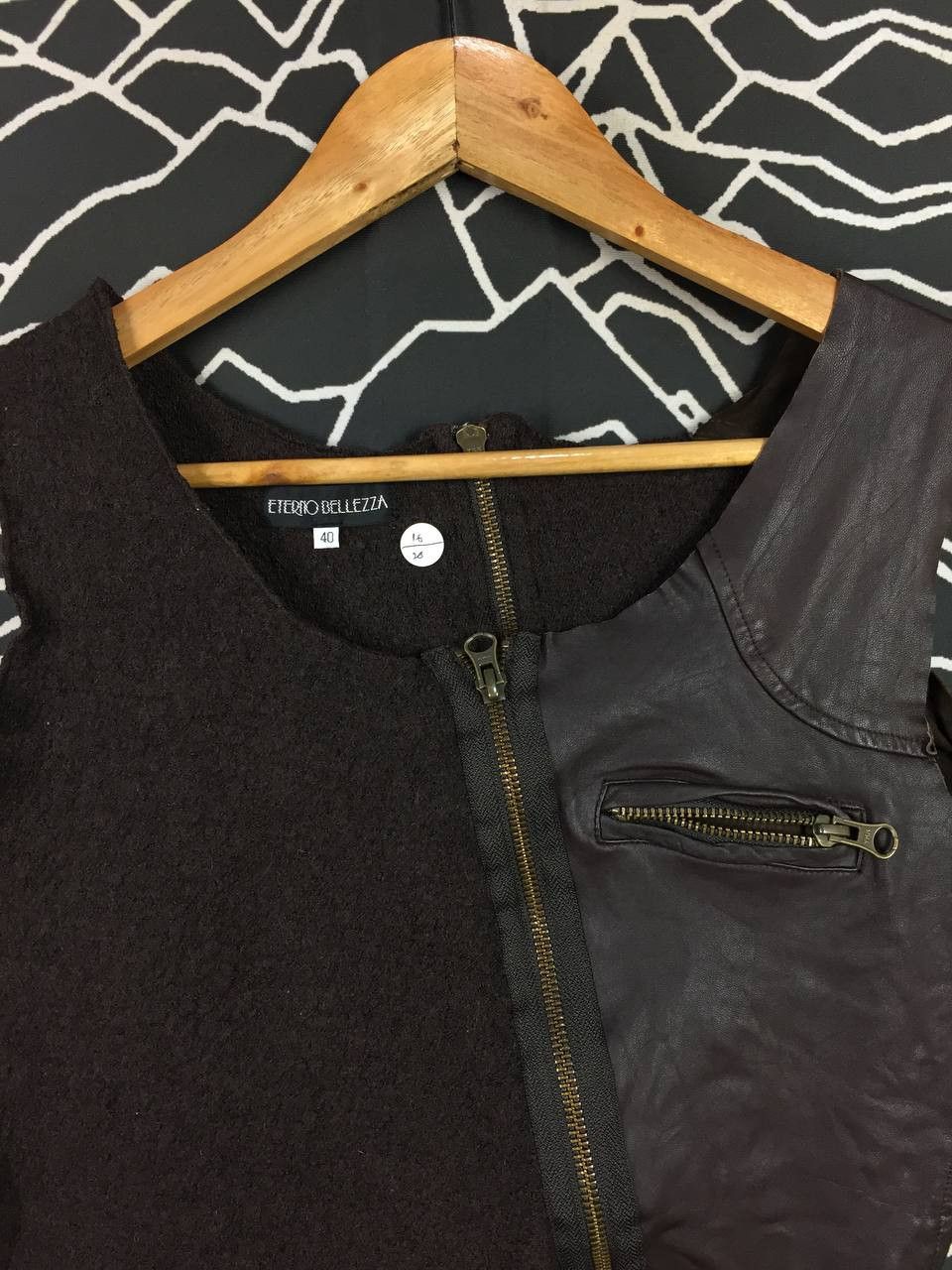 Vintage Eterno Bellezza Asymmetrical Wool Leather Zip Vest Top Size S / US 4 / IT 40 - 3 Thumbnail