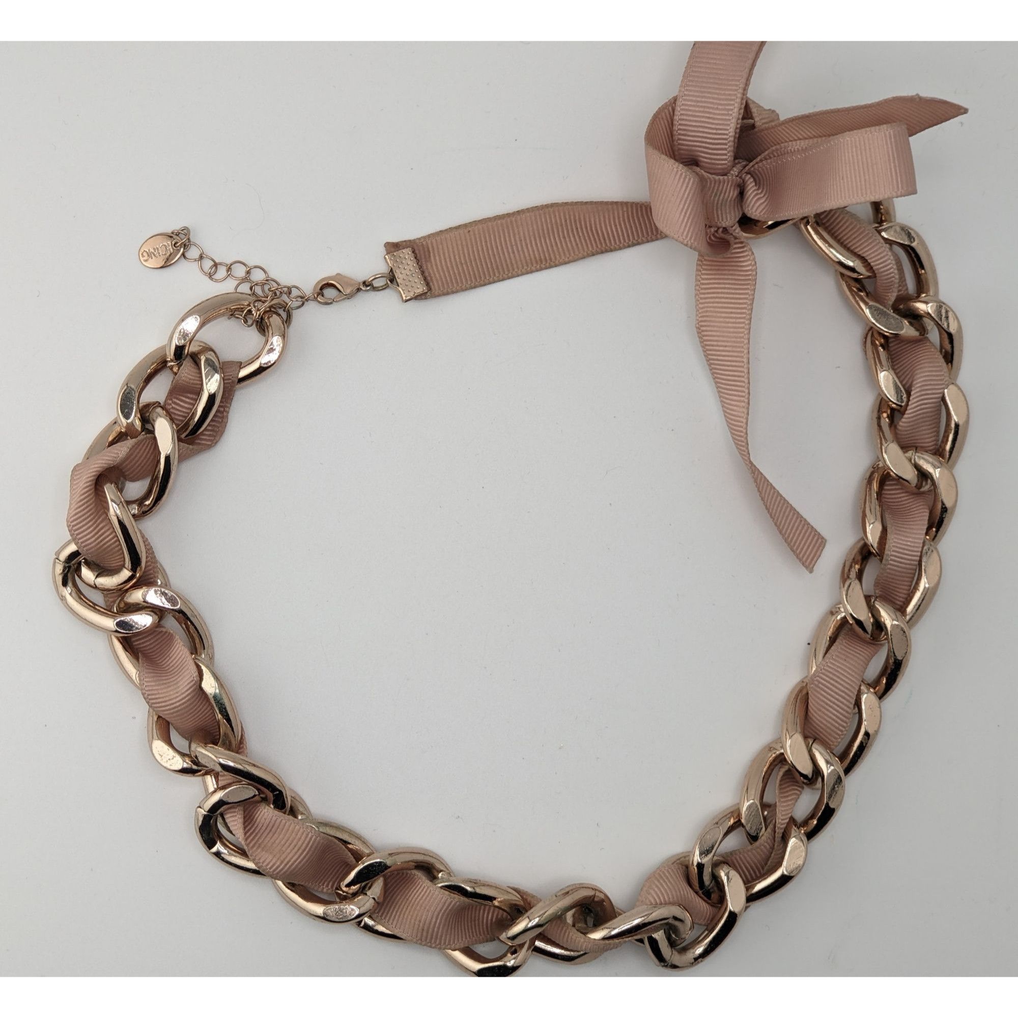 Other Y2K Icing Ribbon & Chain Rose Gold Tone Statement Necklace Size ONE SIZE - 5 Thumbnail