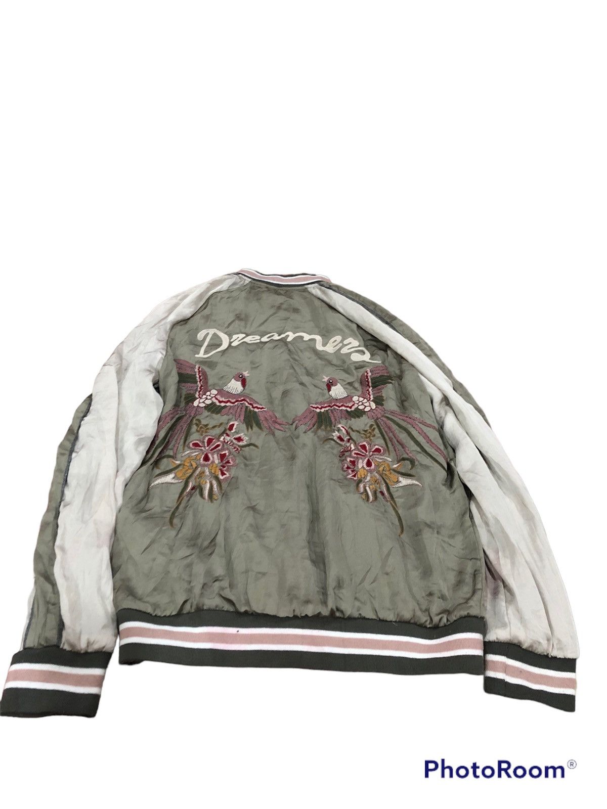 image of Zara Sukajan Jacket Saiz M in Green, Men's (Size Medium)