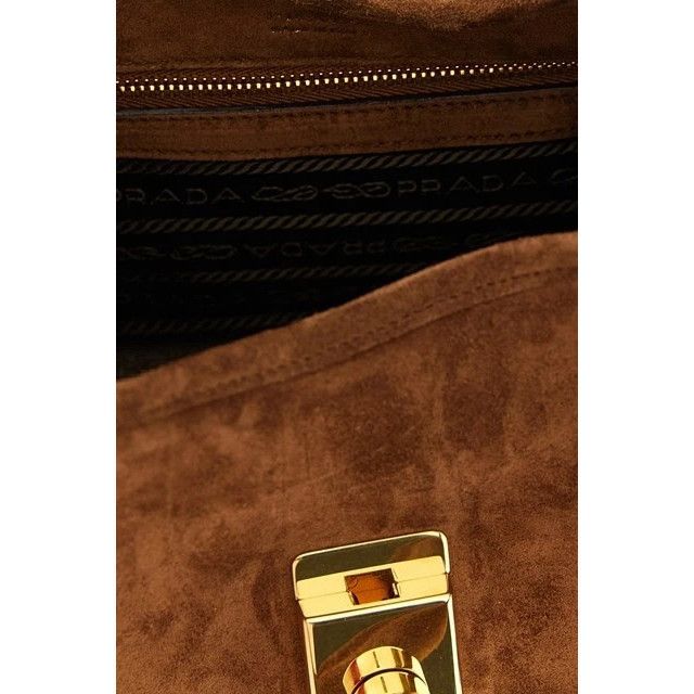 Prada PRADA Cocoa Brown Suede Top Handle Bag New & Authentic Size ONE SIZE - 4 Thumbnail