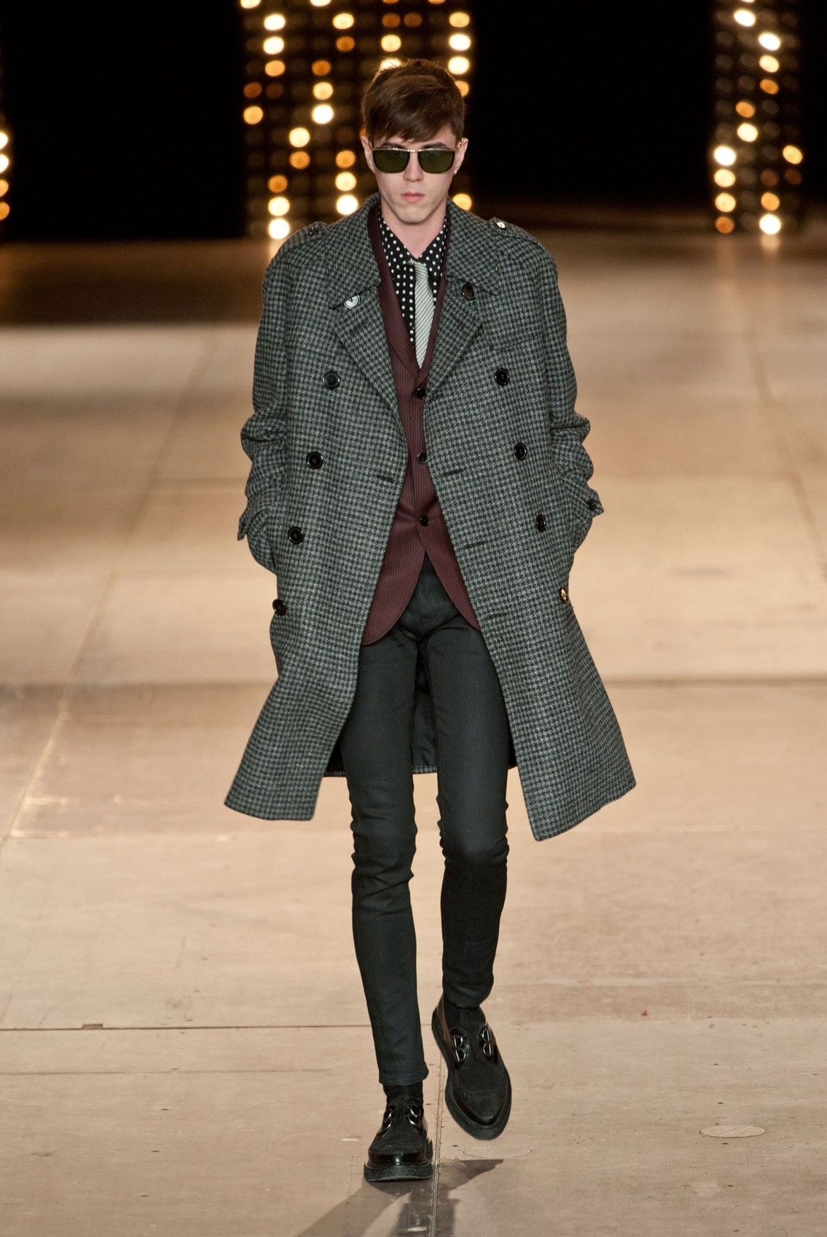 Hedi Slimane × Saint Laurent Paris 14FW Burgundy Pinstripe Blazer sz44 Size 44S - 2 Thumbnail