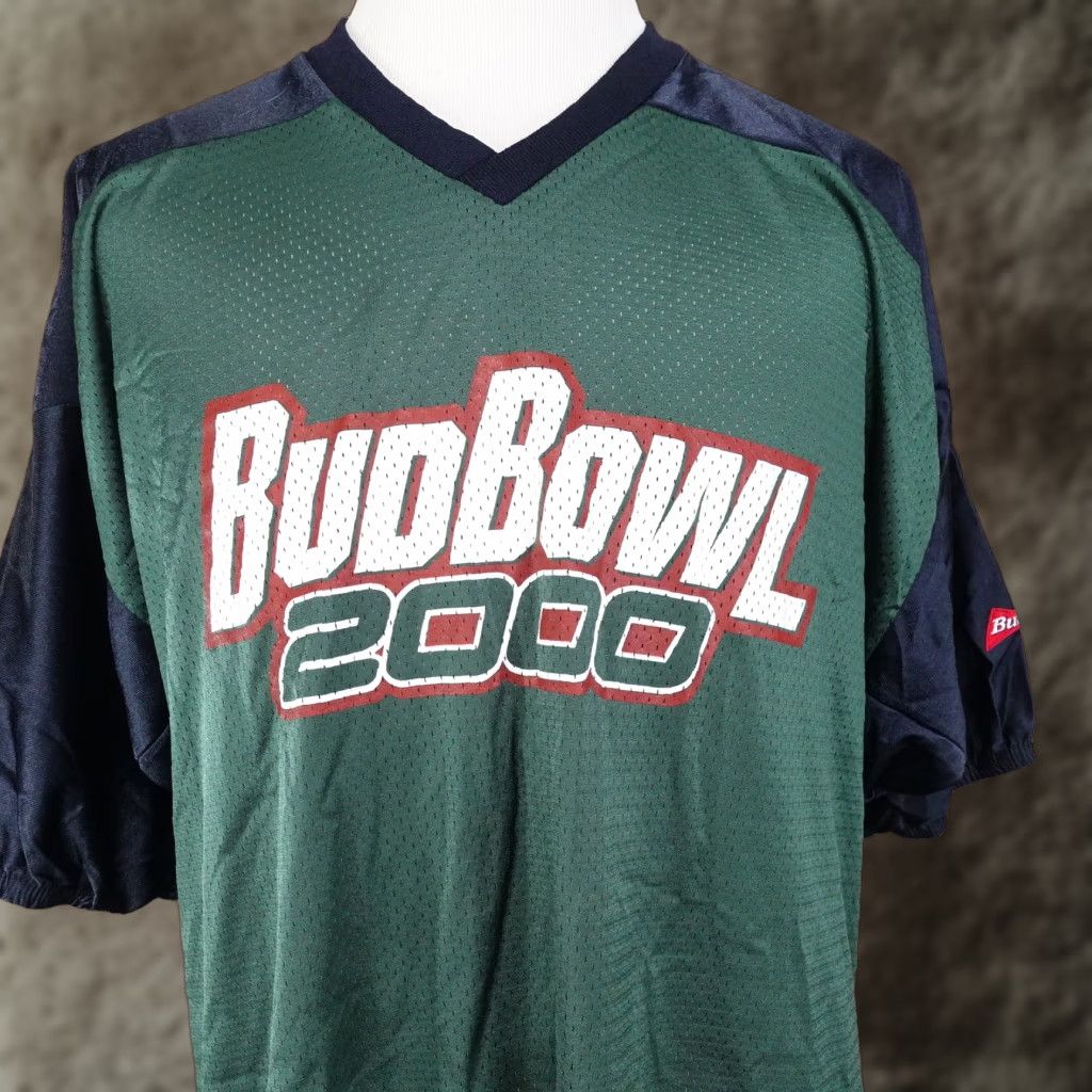 Budweiser VINTAGE EMPIRE SPORTING GOODS BUD BOWL 2000 GREEN FOOTBALL JERSEY ONE SIZE 26X34 Mens Size US M / EU 48-50 / 2 - 1 Thumbnail