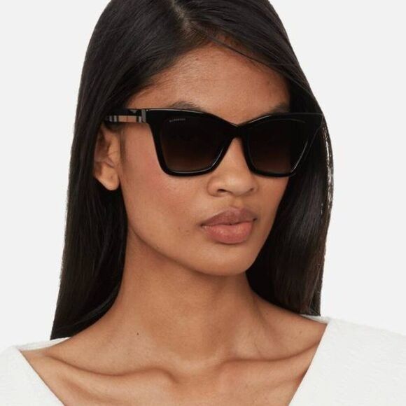 Burberry Burberry Elsa BE4346 39428G Sunglasses Black/Brown Cat Eye Size ONE SIZE - 1 Thumbnail