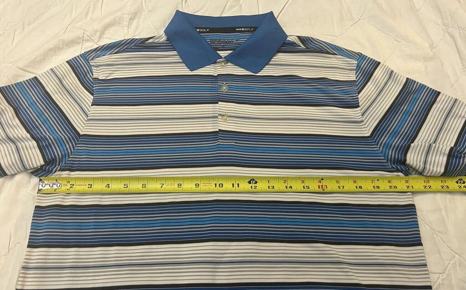 Nike Nike Men's Golf Polo Blue White Grey Striped FitDry - Sz M Size US M / EU 48-50 / 2 - 3 Thumbnail