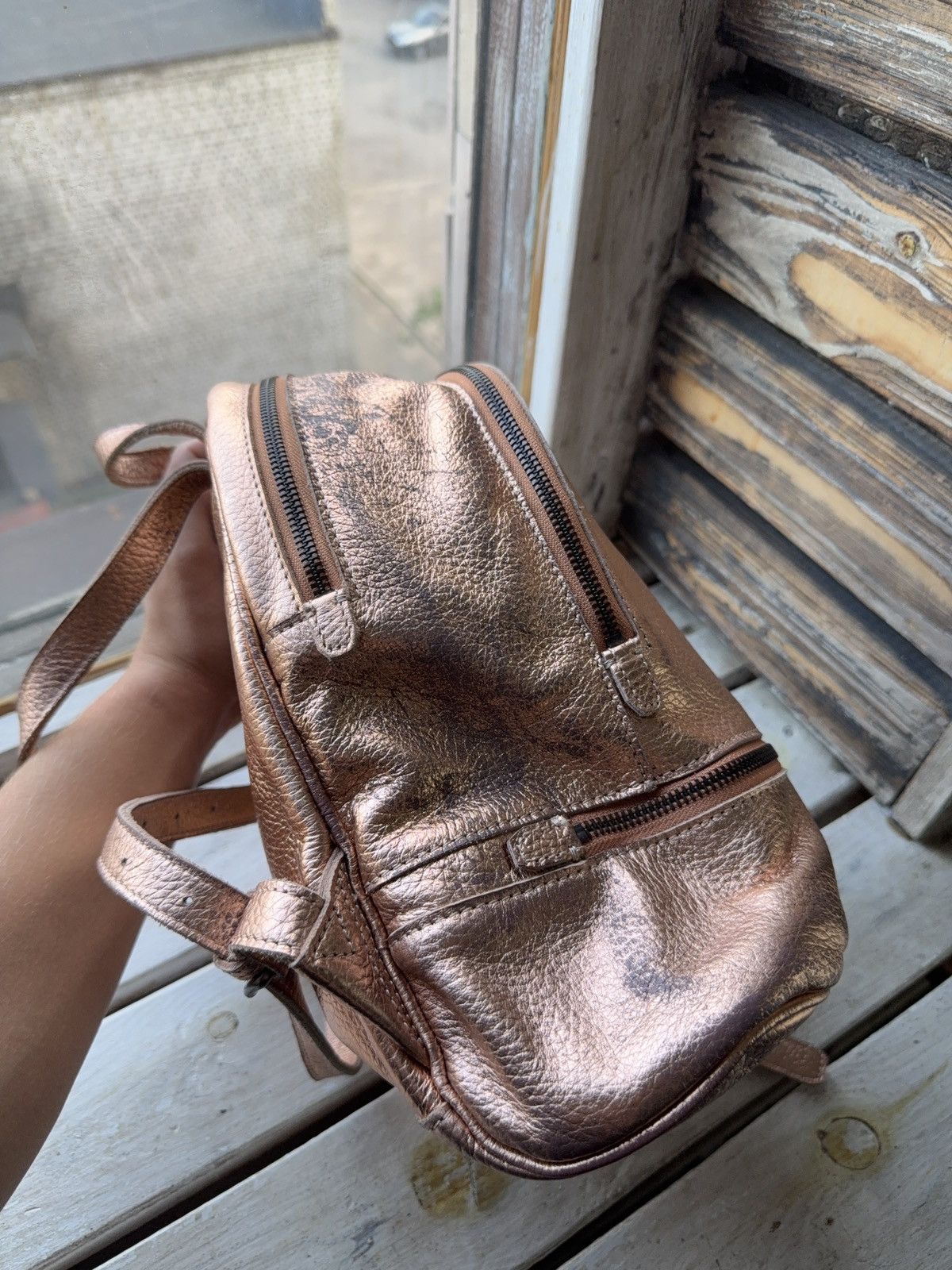 LIEBESKIND BERLIN Vintage LIEBESKIND BERLIN faded Leather backpack pink gold Size ONE SIZE - 9 Thumbnail