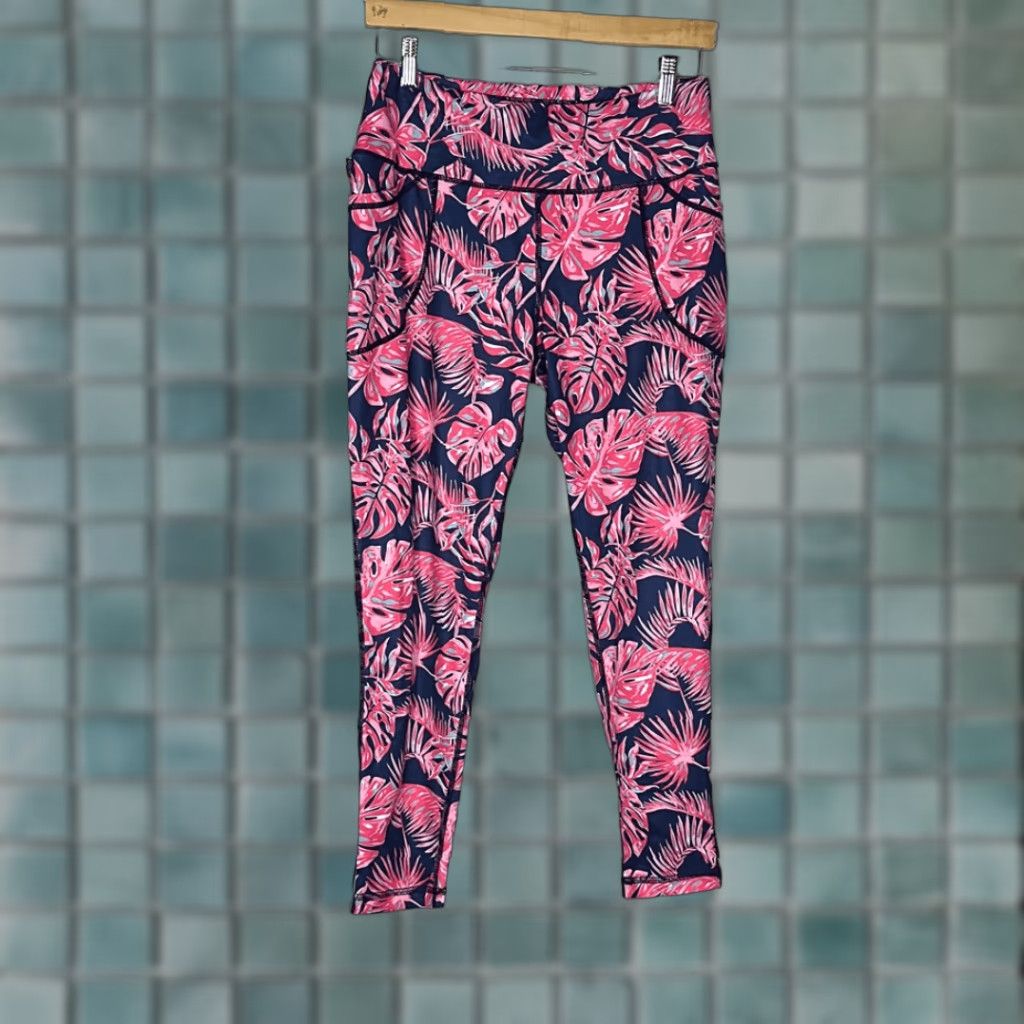 Paradise Simply Southern Leggings Women L Paradise Blue Pink Multicolor Capri New Size 36" / US 14 / IT 50 - 1 Thumbnail