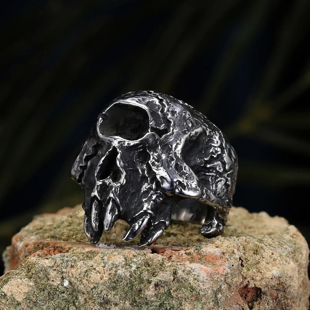 Jewelry Skull Halloween Horror Ghost Head Ring Size ONE SIZE - 1 Thumbnail