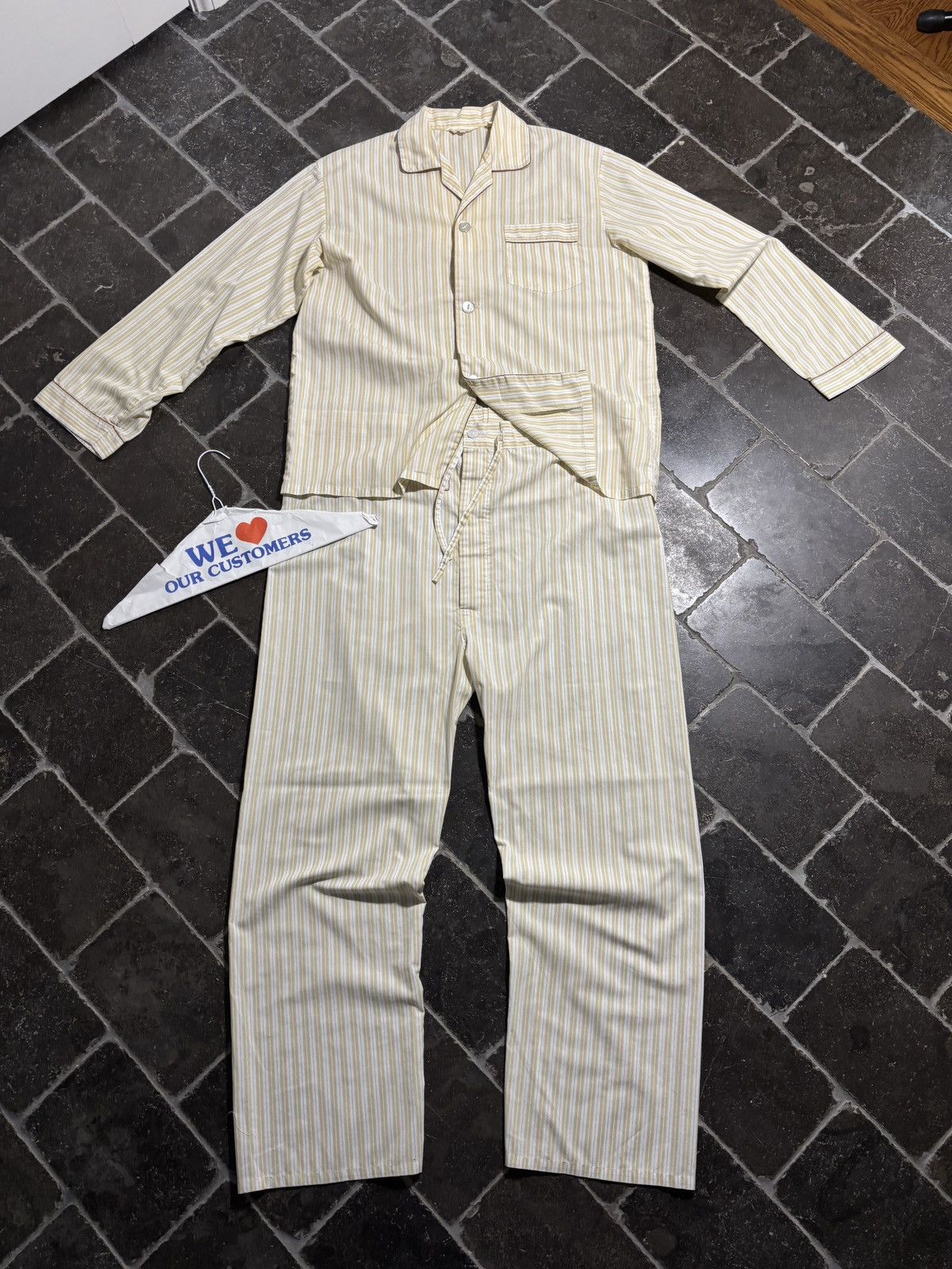 Vintage Vintage Striped Pyjama Set 1970s 80s Matching 2 Piece Suit Size US 34 / EU 50 - 1 Thumbnail