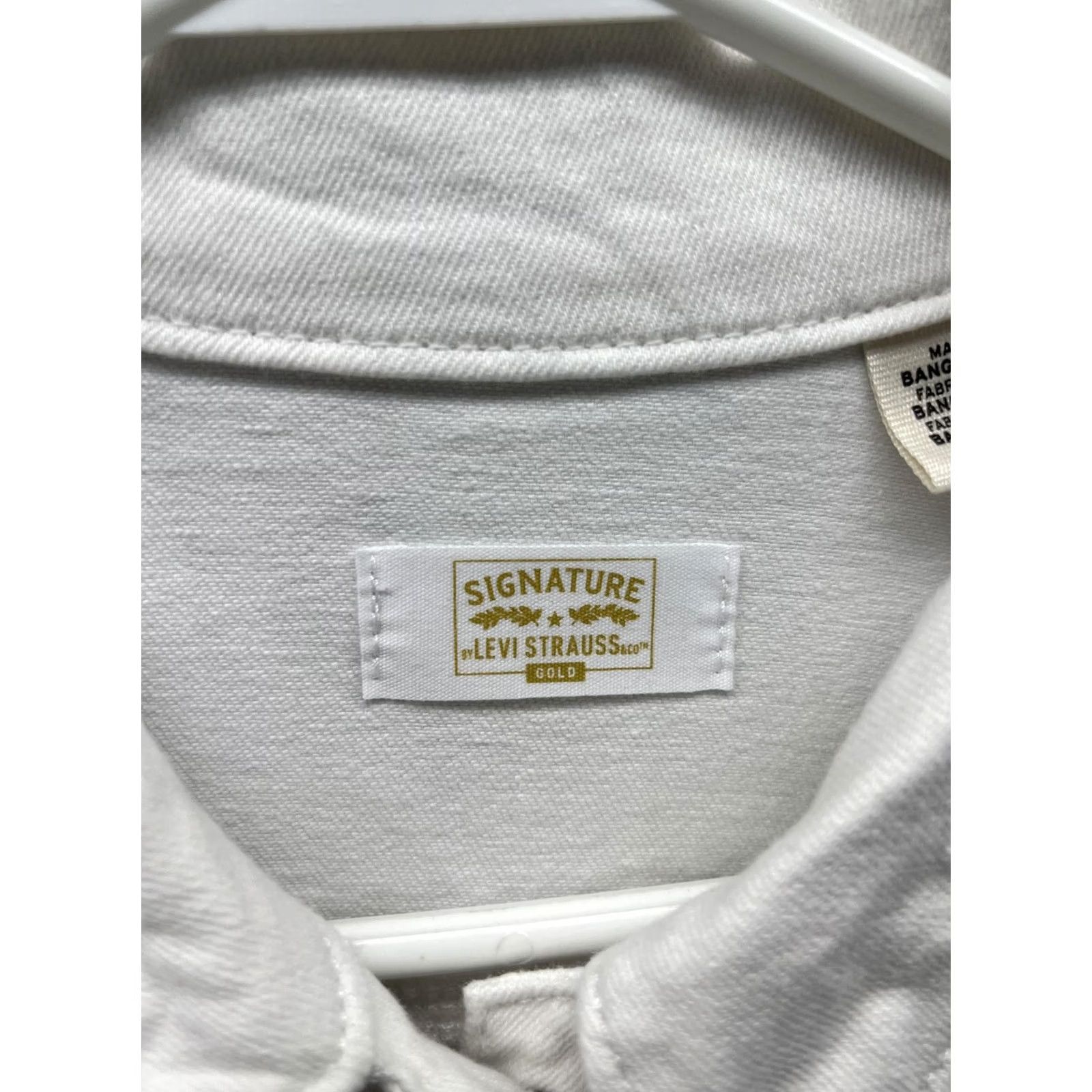 CO Signature by Levi Strauss & Co Jacket Womens Large White Denim Button Front Size L / US 10 / IT 46 - 6 Thumbnail