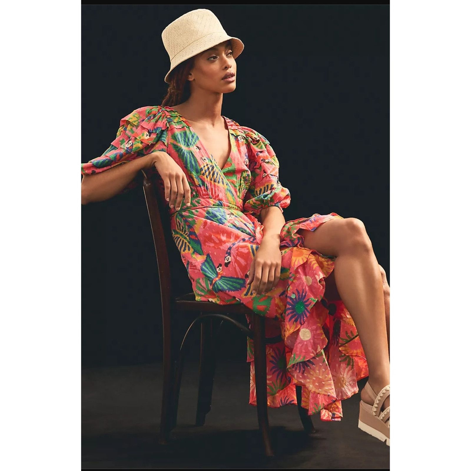 Anthropologie NWT Anthropologie Farm Rio Macaw Ruffled Wrap Dress $250 M Size M / US 6-8 / IT 42-44 - 1 Thumbnail