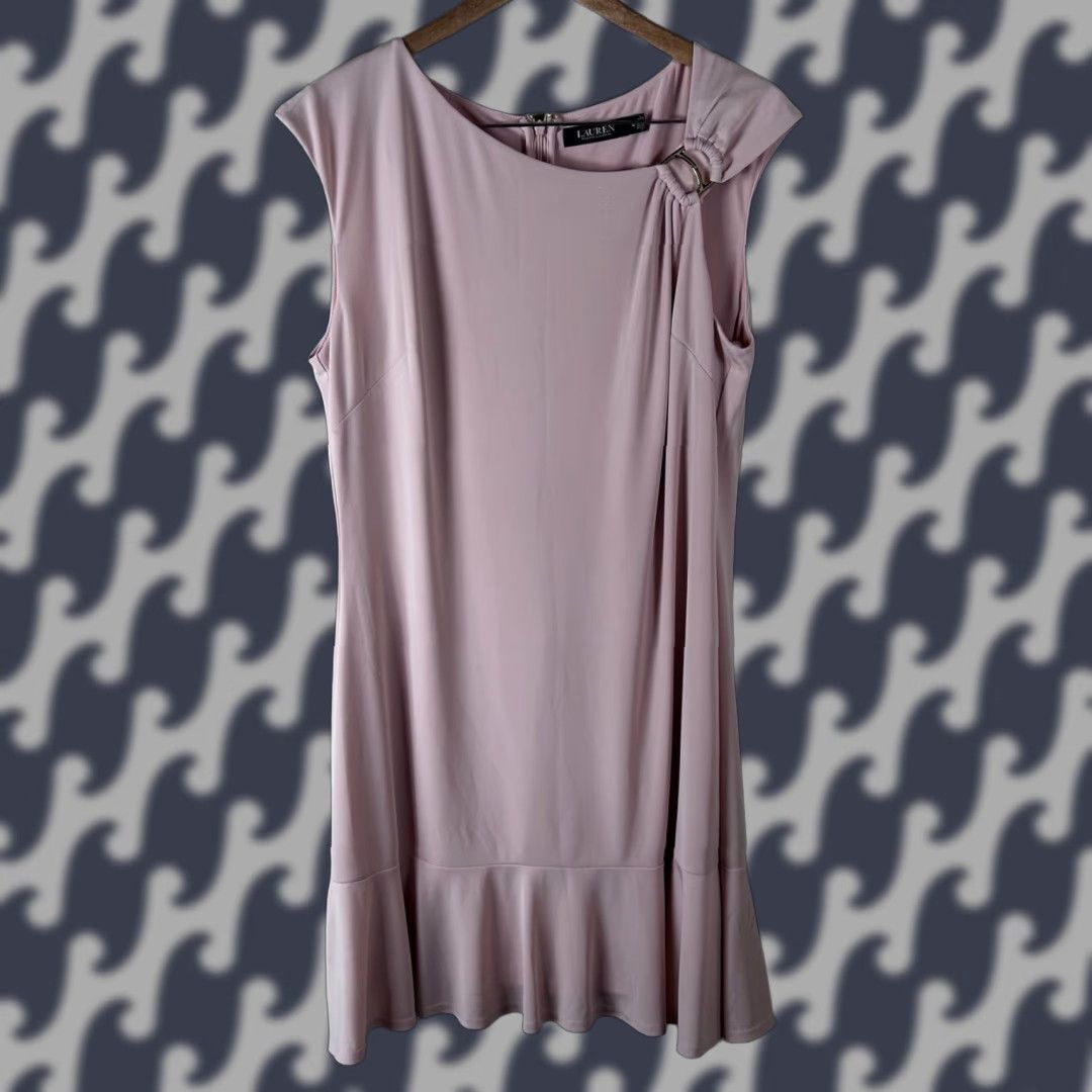 Ralph Lauren Lauren Ralph Lauren Black Label Light Pink Asymmetrical Buckle Dress Womens 16W Plus Size Knee Length Sleeveless Zip Button Flounce Hem Sheath Size XXL / US 16-18 / IT 52-54 - 1 Thumbnail