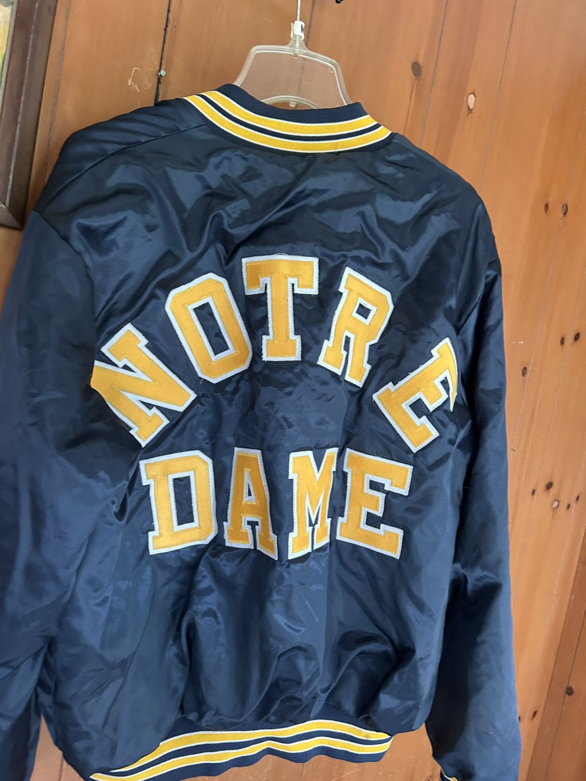 Other Vintage Notre Dame Locker Spell Out Satin Bomber Jacket - XL Size US XL / EU 56 / 4 - 14 Thumbnail