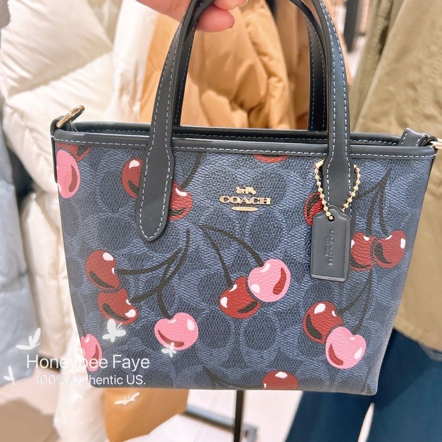 Coach 🍒 City Mini Tote Bag In Signature Canvas With Cherry CY737 Size ONE SIZE - 2 Thumbnail