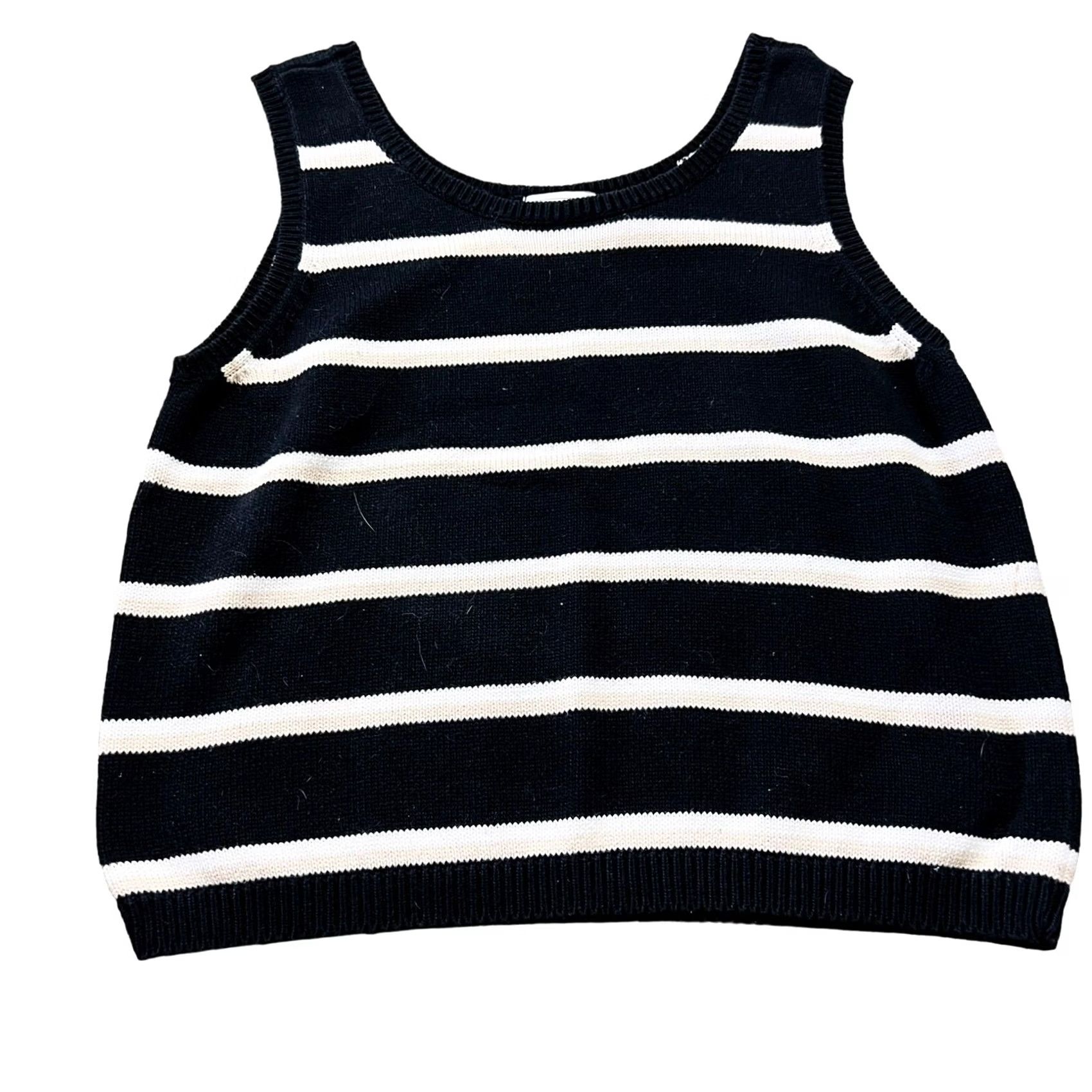 Vintage VINTAGE Jeanne Pierre Black Striped 100% Cotton Neutral Tank Top L Women Tank Top 90s Womens Size L / US 10 / IT 46 - 2 Thumbnail
