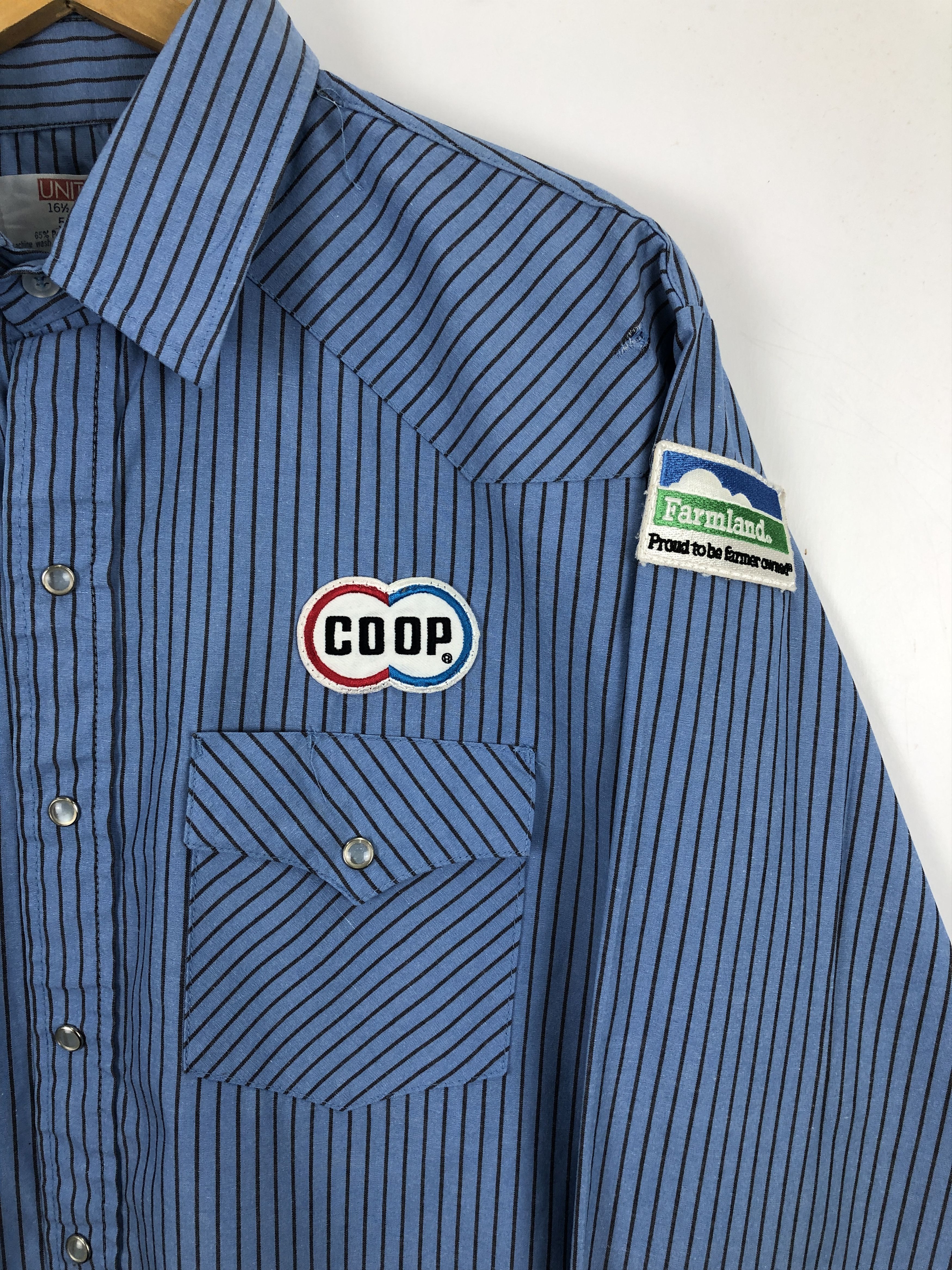 Vintage Vintage 80s Hickory Stripes Blue Denim Shirt TA0464 Size US XL / EU 56 / 4 - 5 Thumbnail