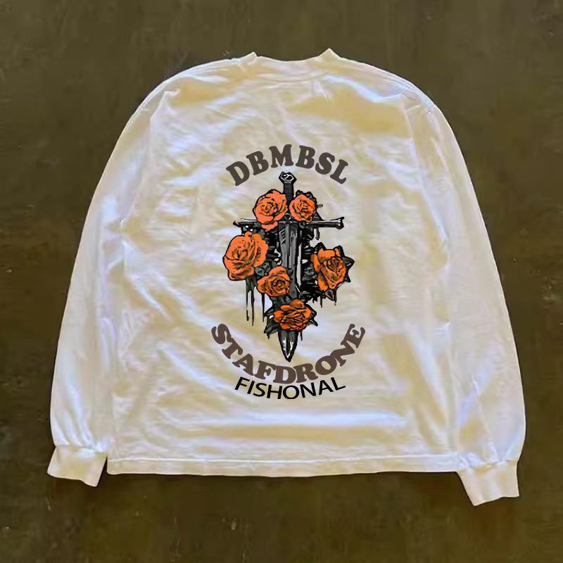Vintage White Vintage Rose Print Long-Sleeve T-Shirt Size US M / EU 48-50 / 2 - 1 Thumbnail