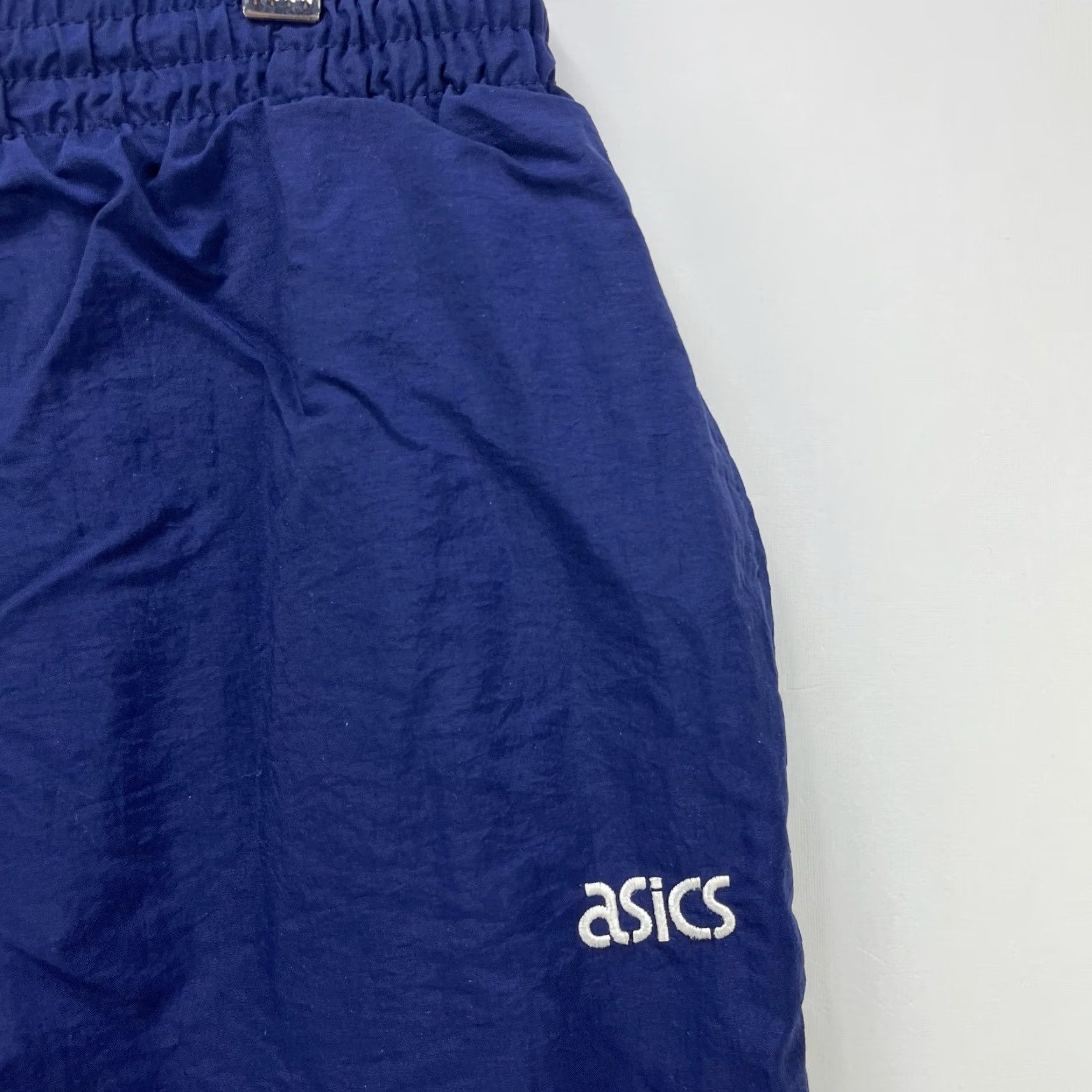 Asics VINTAGE ASICS Track Pants Men L Blue 90s Windbreaker Swishy Running Loose Drawstring Pants Size US 33 - 3 Thumbnail