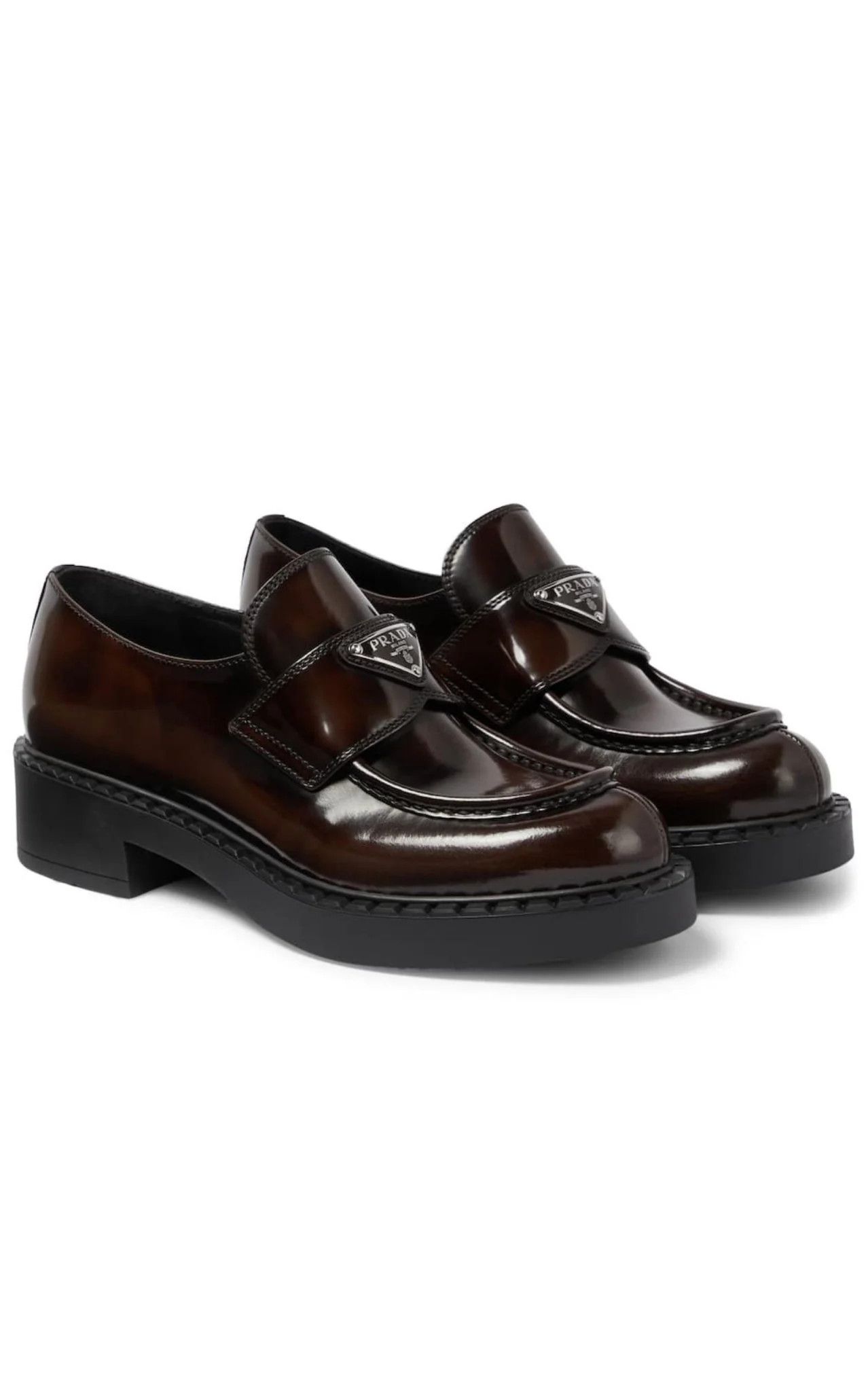 Prada Prada Triangle Logo Black Platform Loafer Slip On Flat 41.5 Size US 11.5 / IT 41.5 - 1 Thumbnail