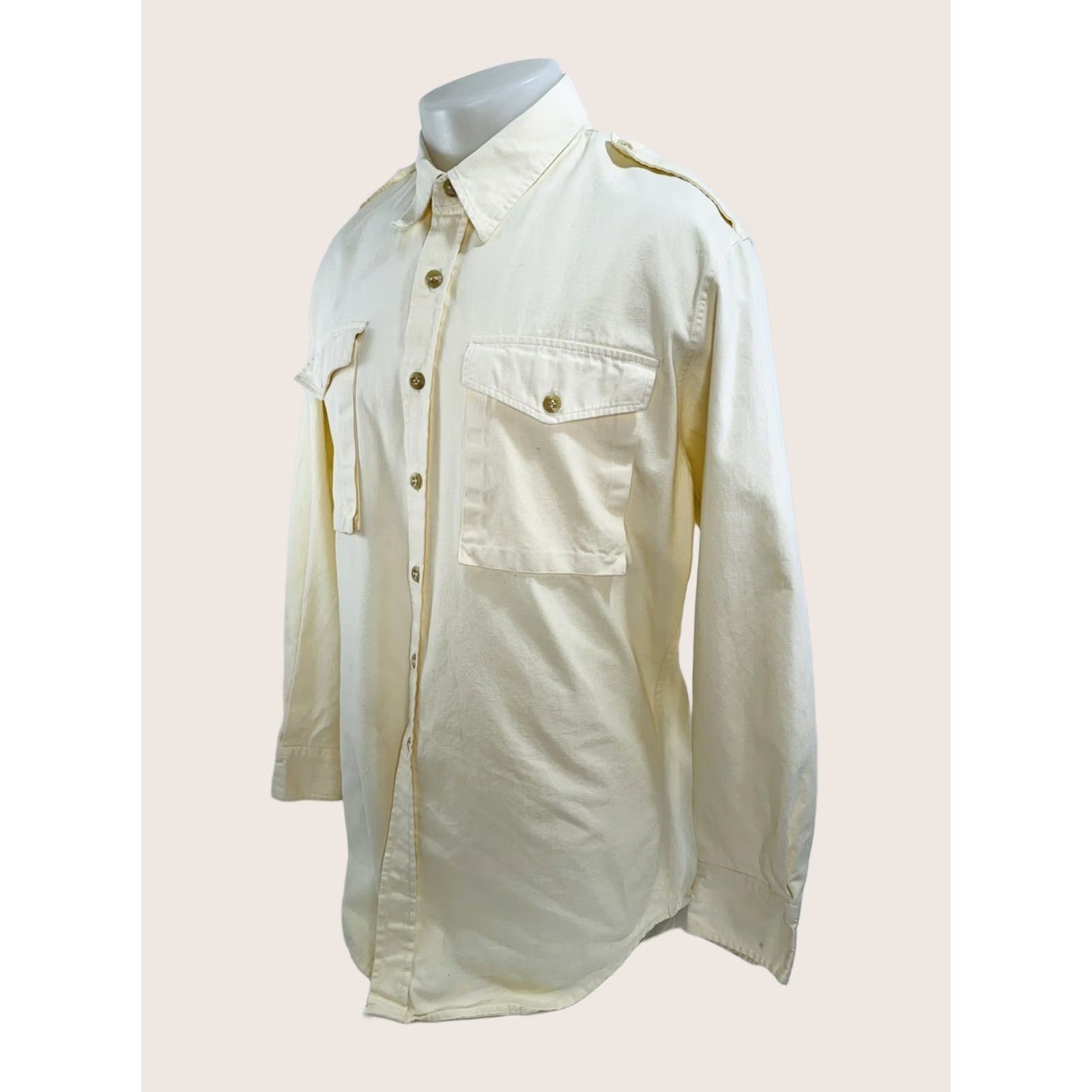 Banana Republic VINTAGE Banana Republic USA / Shirt Mens XL Button-Up Long Sleeve Yellow Western Classic Safari J12 Size US XL / EU 56 / 4 - 1 Thumbnail