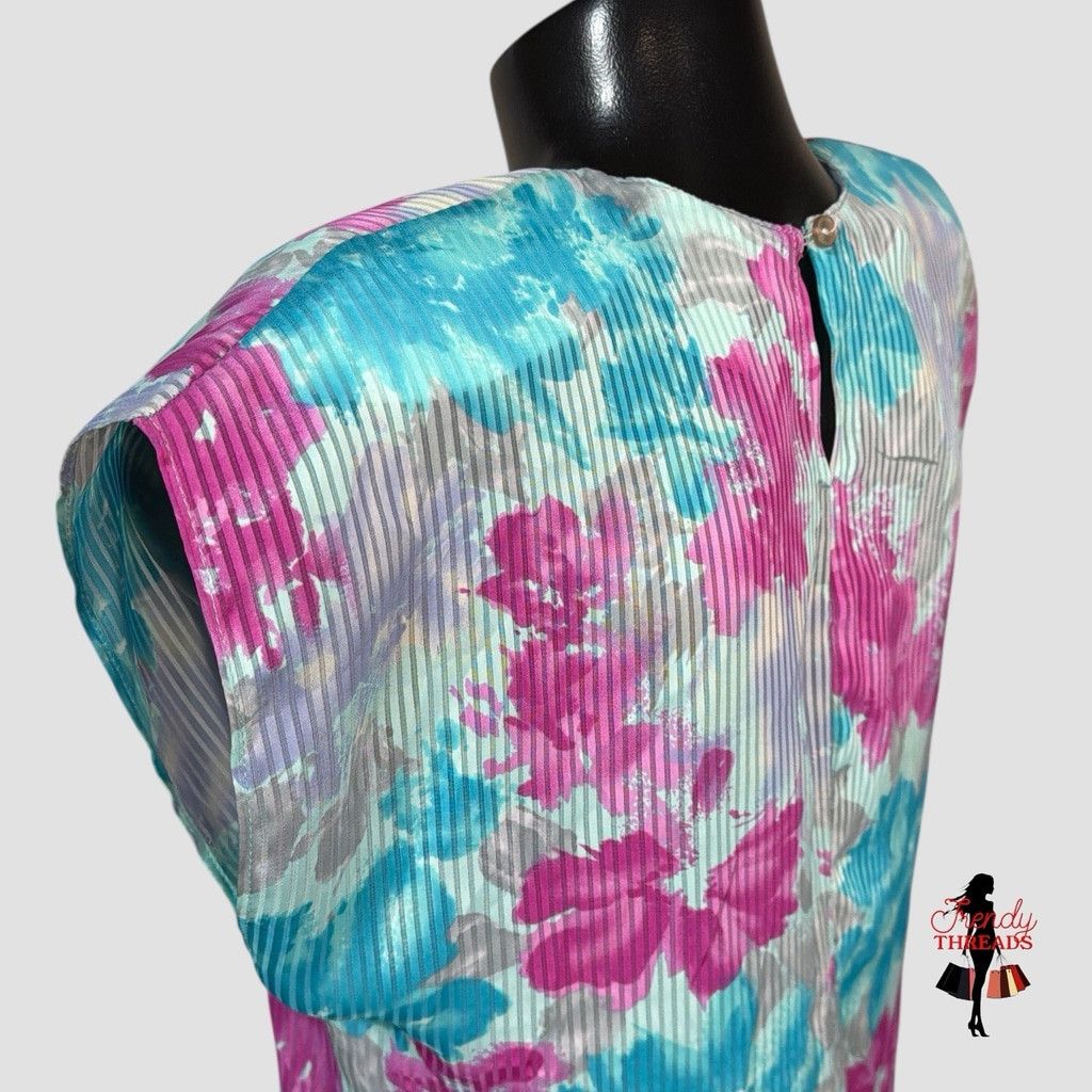 Vintage VTG 80s NEW Filaments Medium Semi-Sheer Blouse Bright Floral Size M / US 6-8 / IT 42-44 - 6 Thumbnail