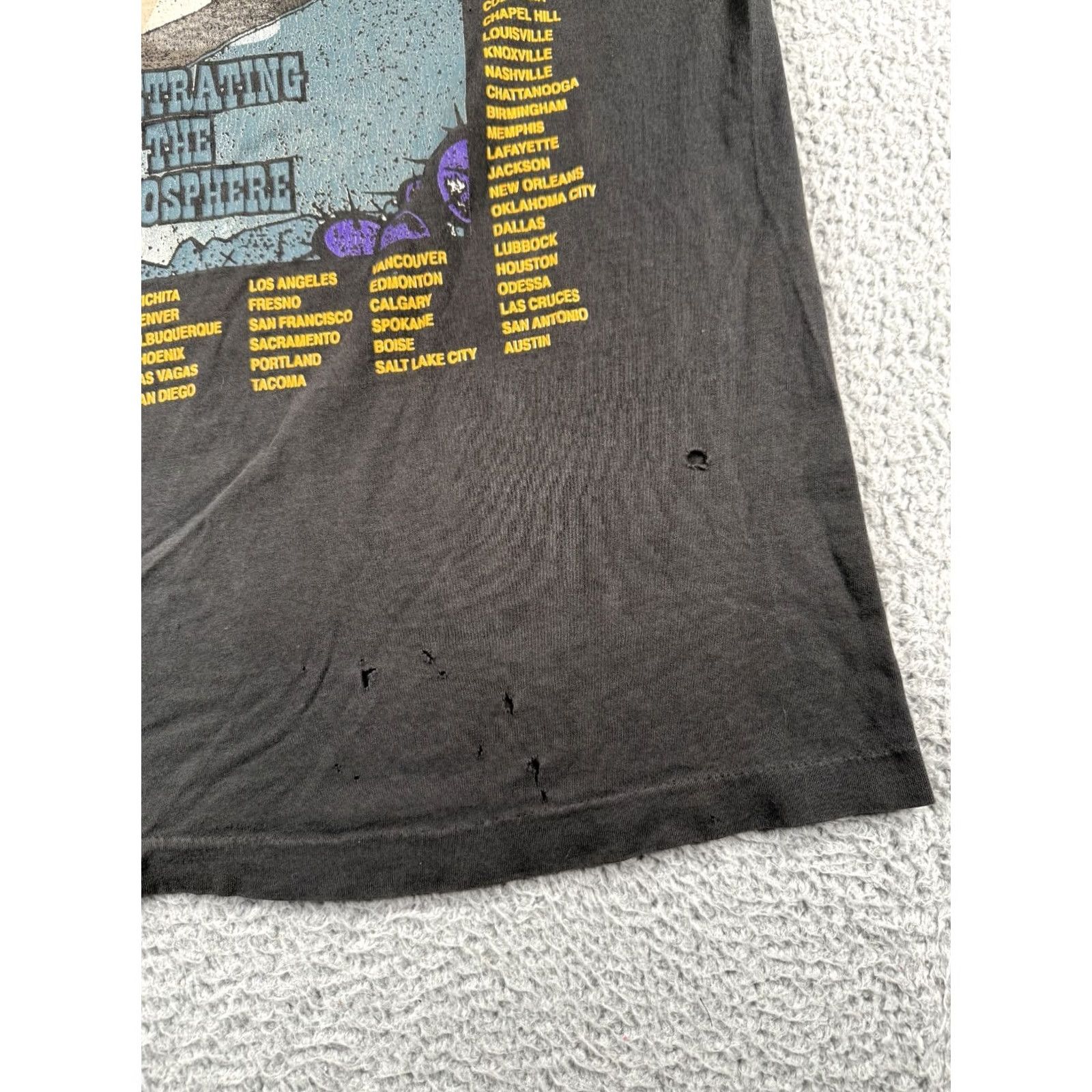 Fruit Of The Loom Vintage ZZ Top Antenna Shirt Mens Size XL Black Band World Tour 90s Distressed Size US XL / EU 56 / 4 - 3 Thumbnail