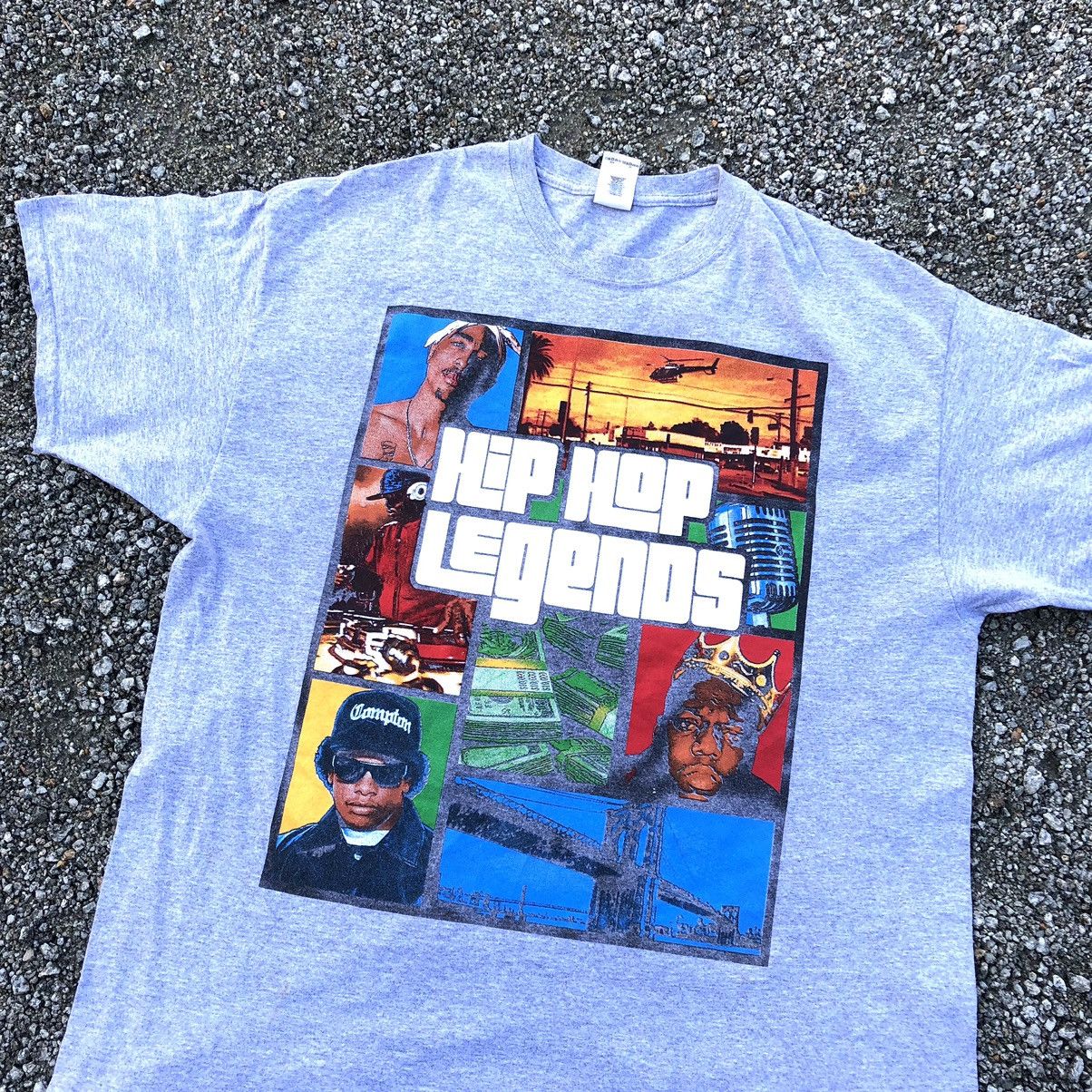 image of Band Tees Vintage Hip Hop Legends T Shirt in Grey, Men's (Size XL)