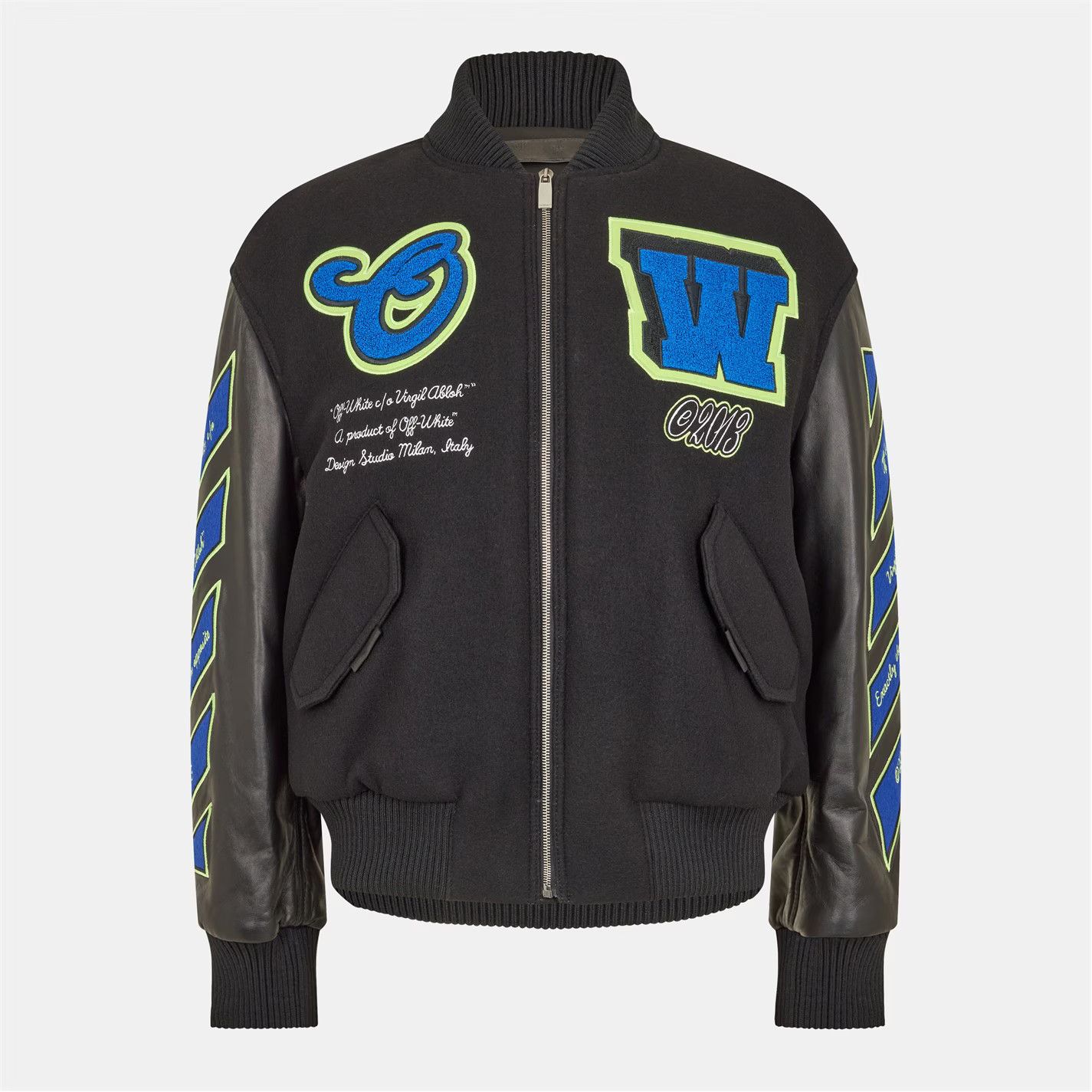 Off-White o1g2r1mq0326 Leather Tailored Fit Jacket in Multicolor Size US XS / EU 42 / 0 - 1 Thumbnail