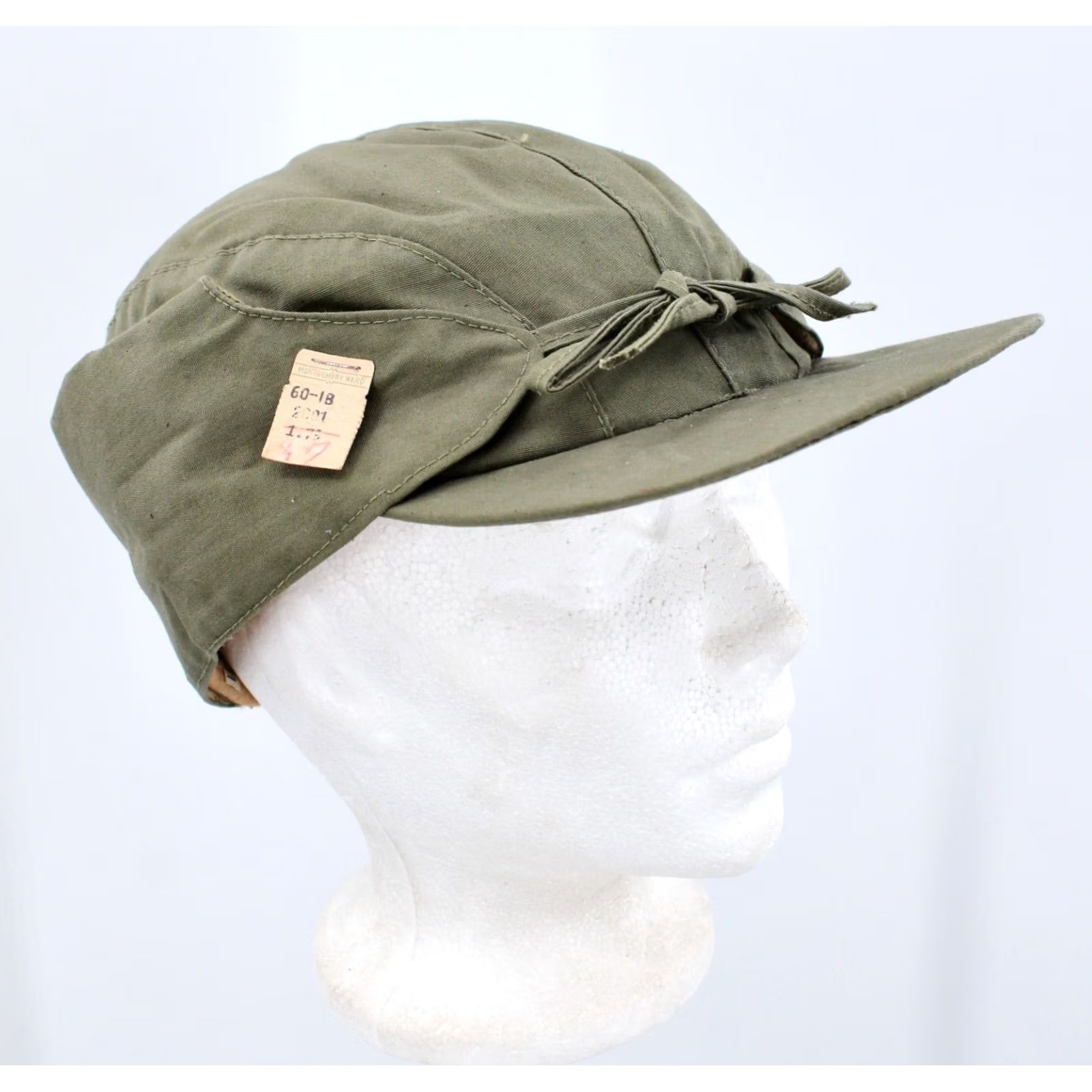 Vintage VINTAGE 1930s Olive Green Hunter Cap 7 1/4 30s Mens Size ONE SIZE - 6 Thumbnail