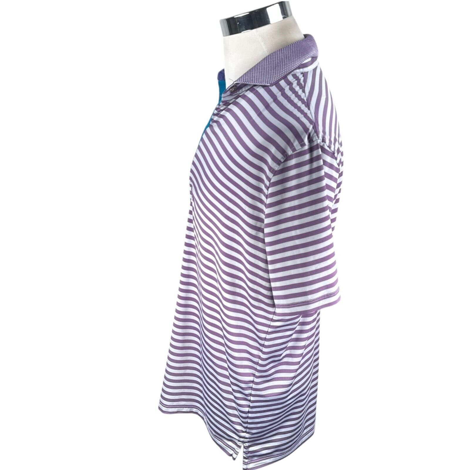 Grenson Greyson Polo Shirt Mens Medium Purple Gray Striped Blue Golf Size US M / EU 48-50 / 2 - 4 Thumbnail