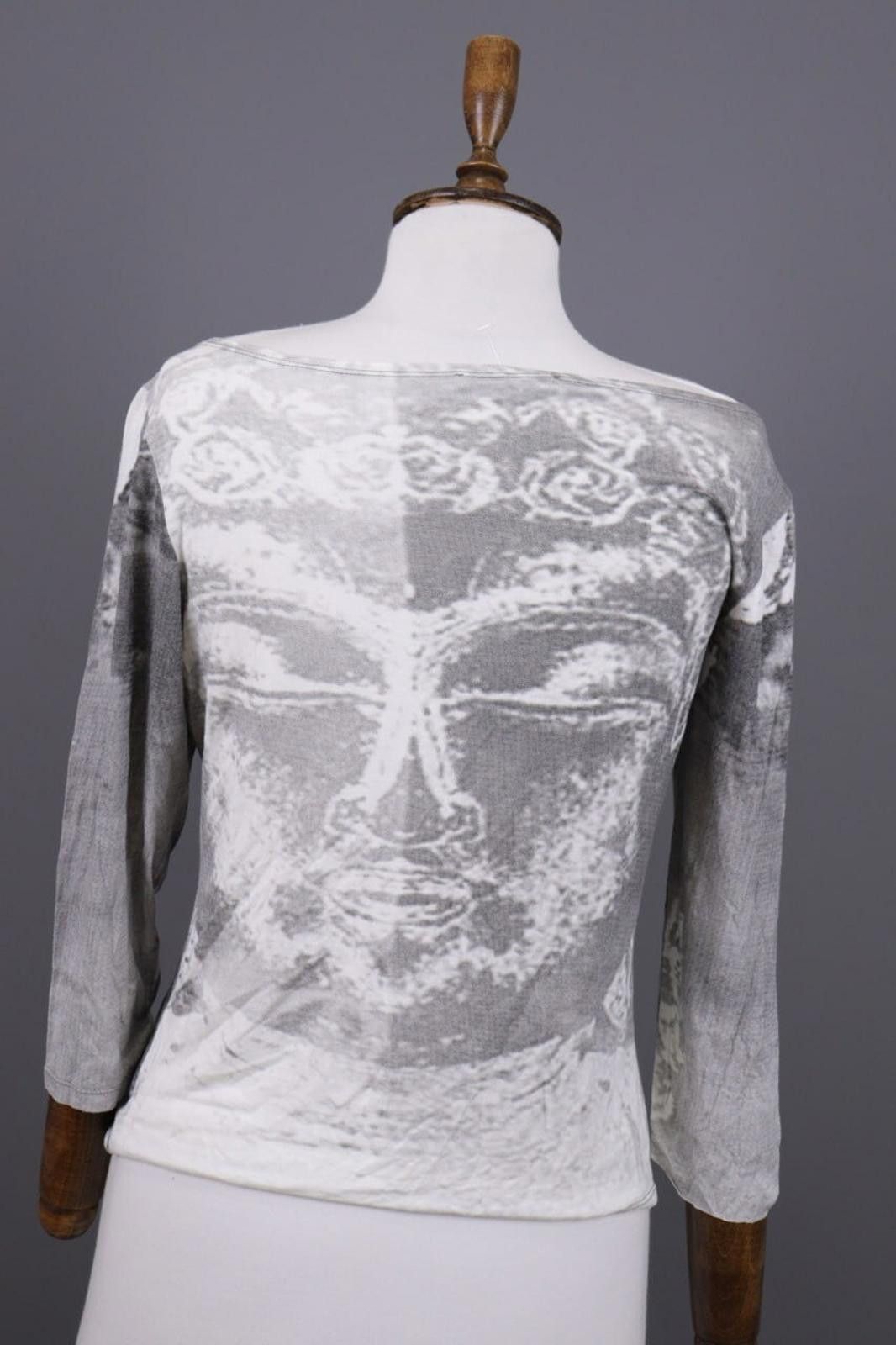 Designer Sarah Pacini Gray Printed Top Shirt One Size Size ONE SIZE - 7 Thumbnail