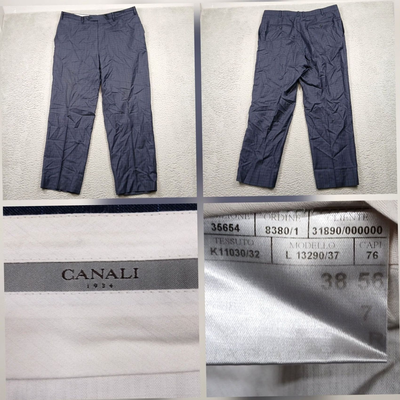 Canali Canali Dress Pants Men's 38 Blue Plaid Wool Luxury Italy Size US 38 / EU 54 - 2 Thumbnail